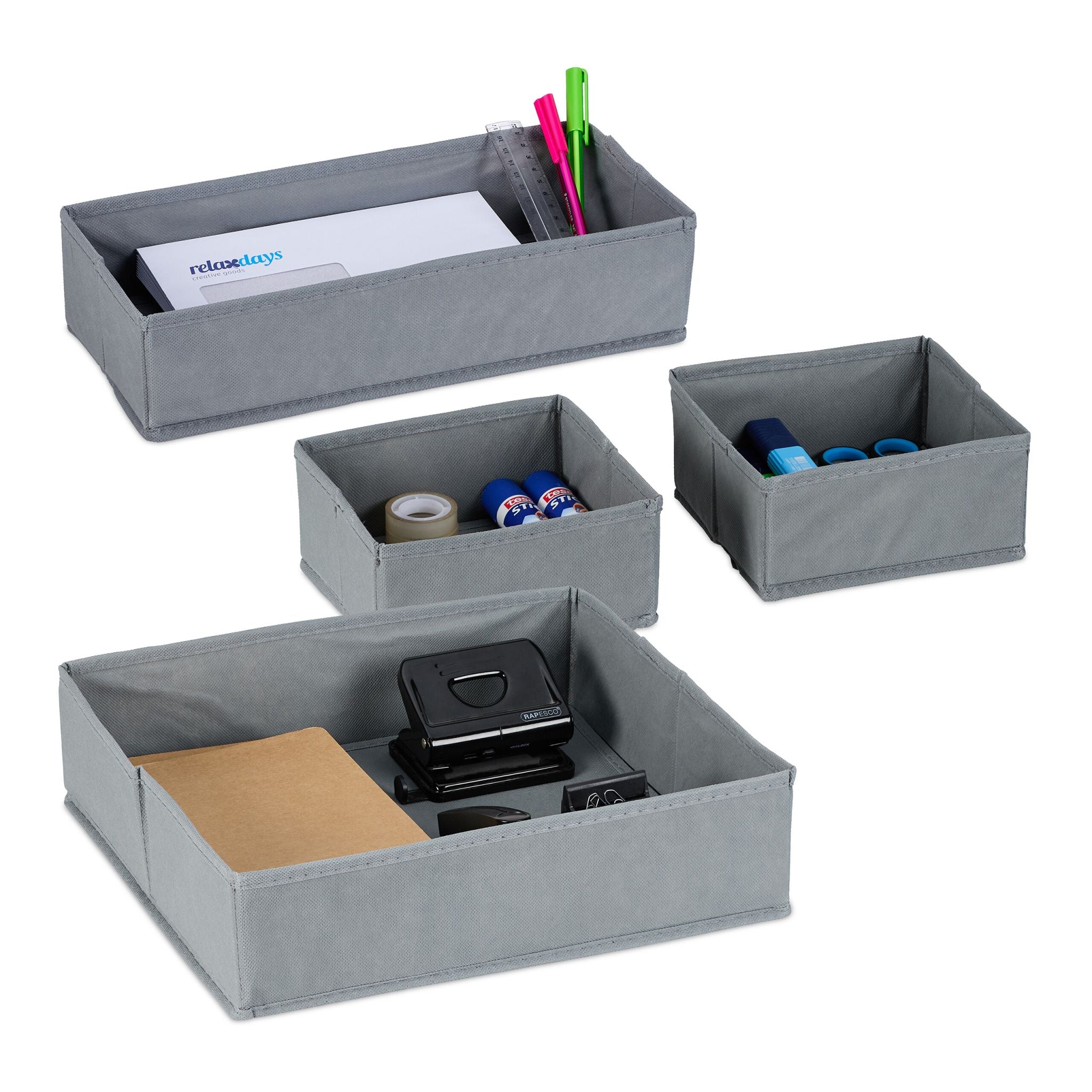 Schubladen Organizer Vlies 4tlg. Grau von Relaxdays