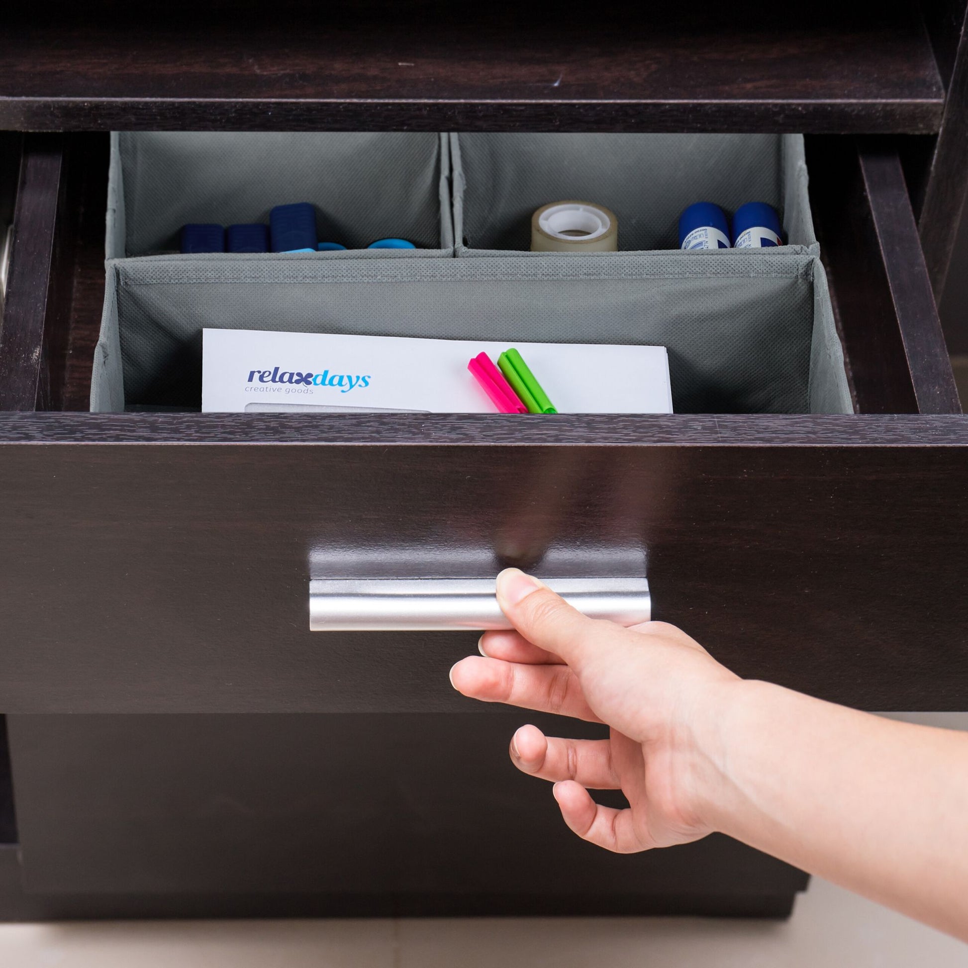 Schubladen Organizer Vlies 4tlg. Grau von Relaxdays