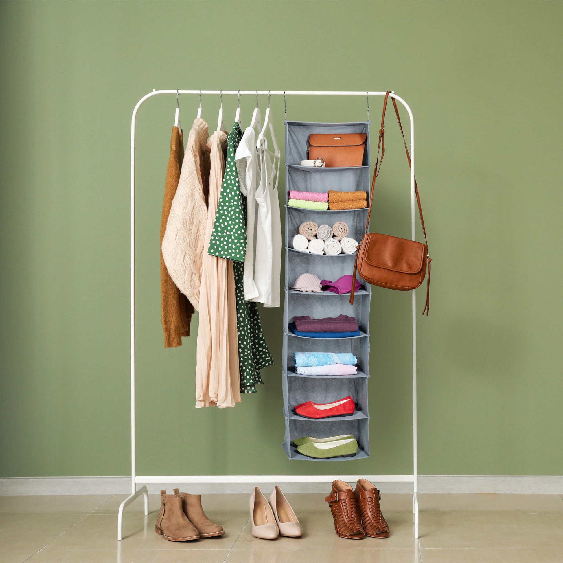 Hängeregal Kleiderschrank 8 Fächer Grau von Relaxdays