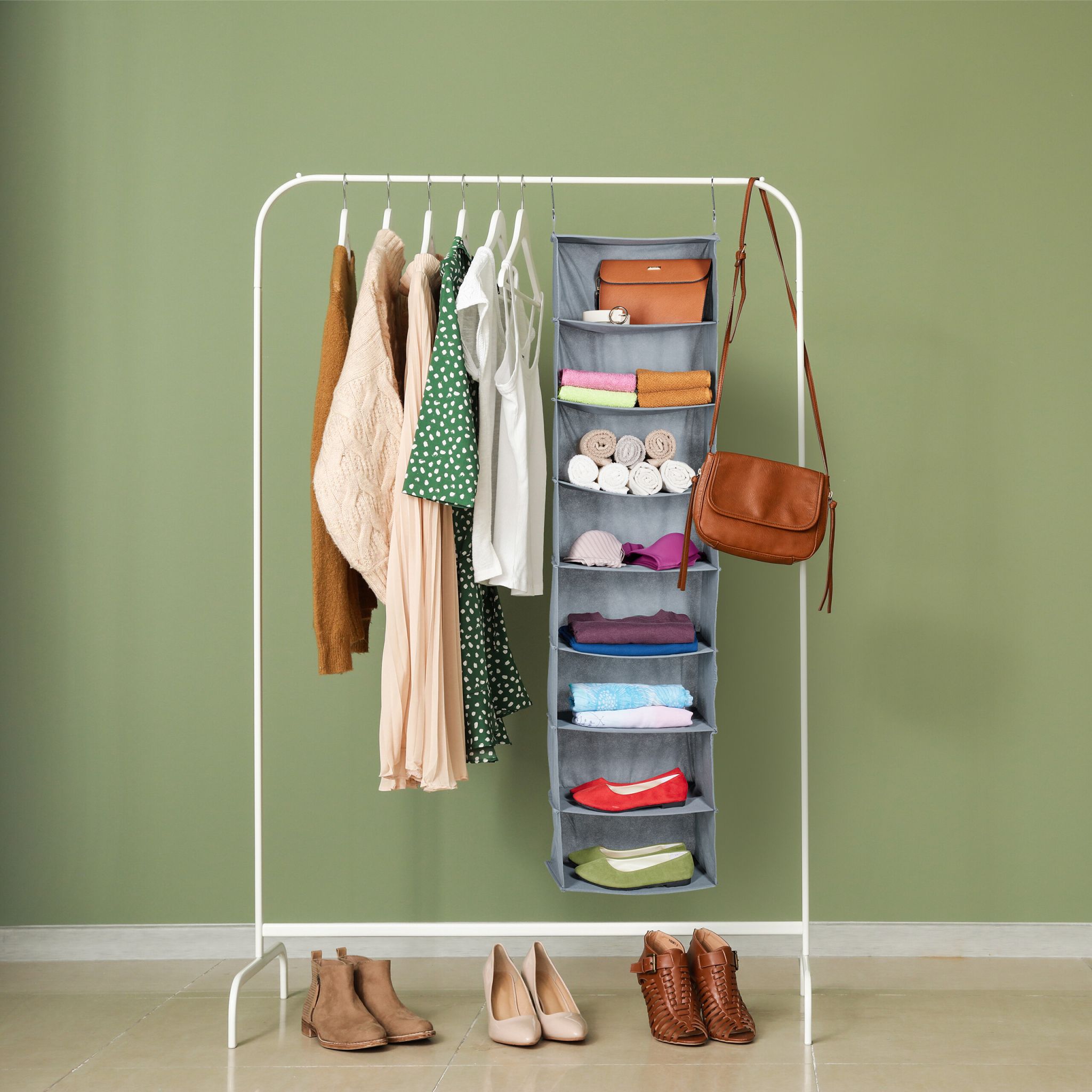 Hängeregal Kleiderschrank 8 Fächer Grau von Relaxdays