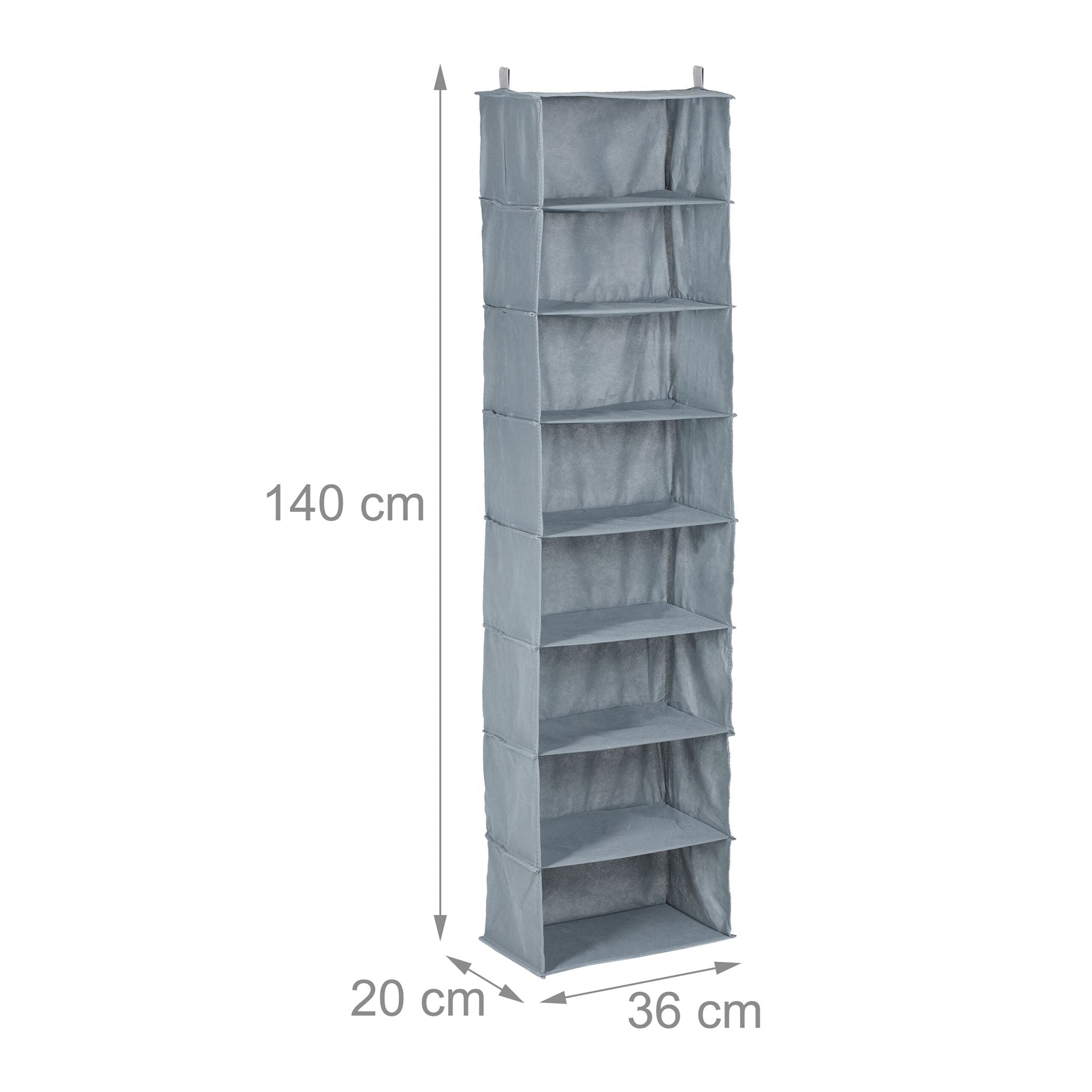 Hängeregal Kleiderschrank 8 Fächer Grau von Relaxdays