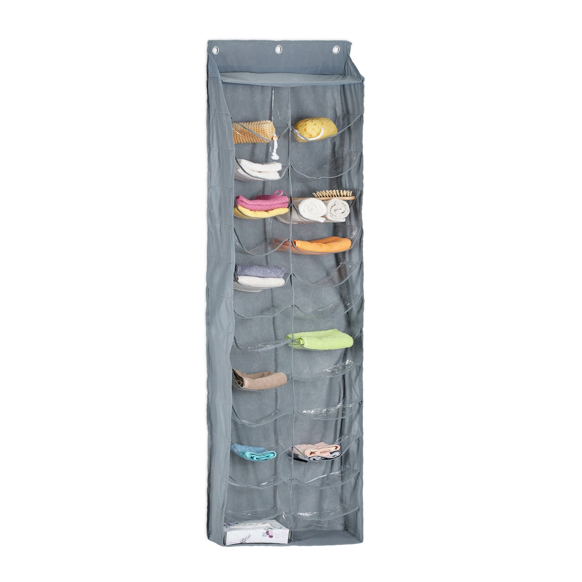 Türorganizer mit 26 Fächern Transparent-Grau von Relaxdays