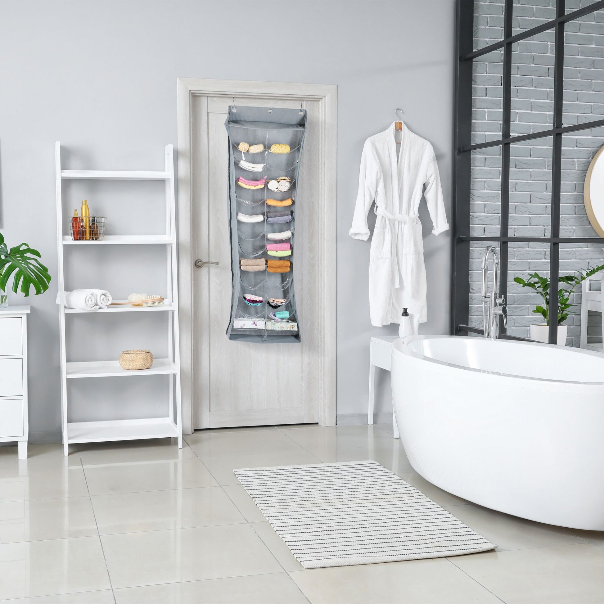 Türorganizer mit 26 Fächern Transparent-Grau von Relaxdays