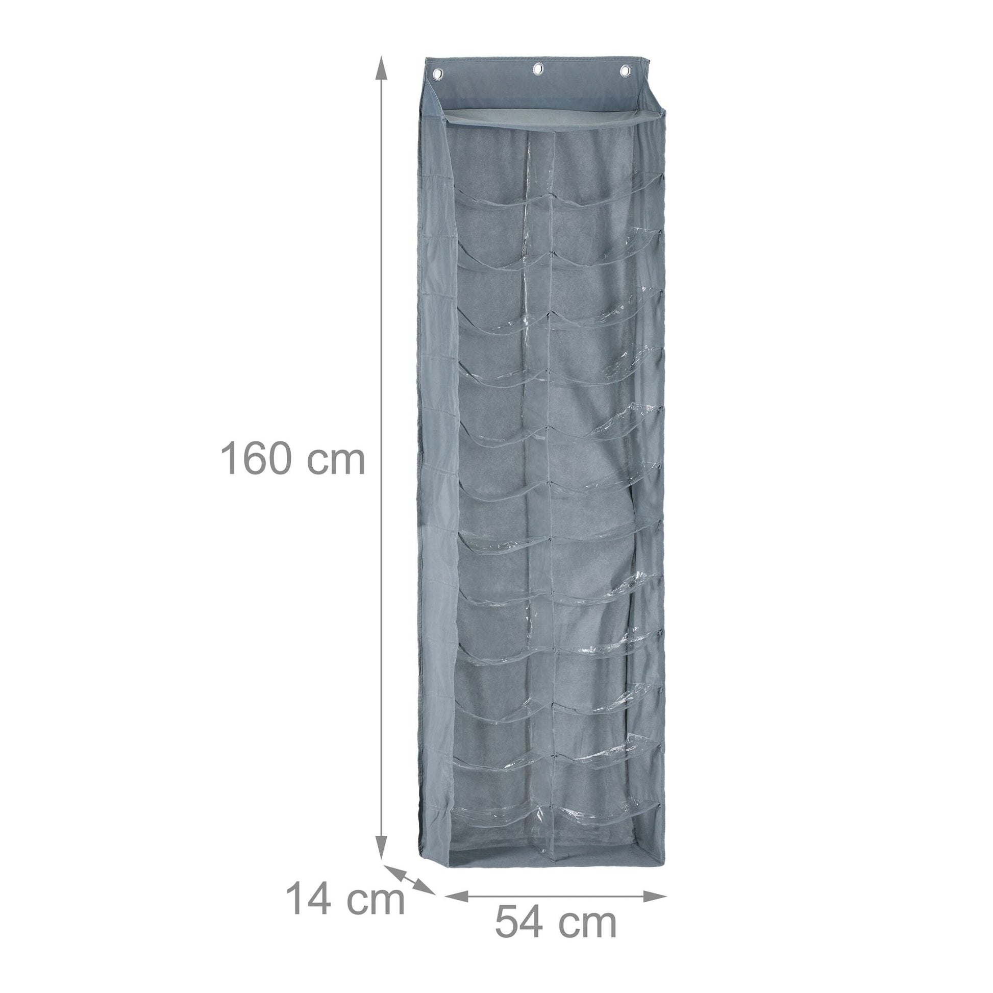 Türorganizer mit 26 Fächern Transparent-Grau von Relaxdays