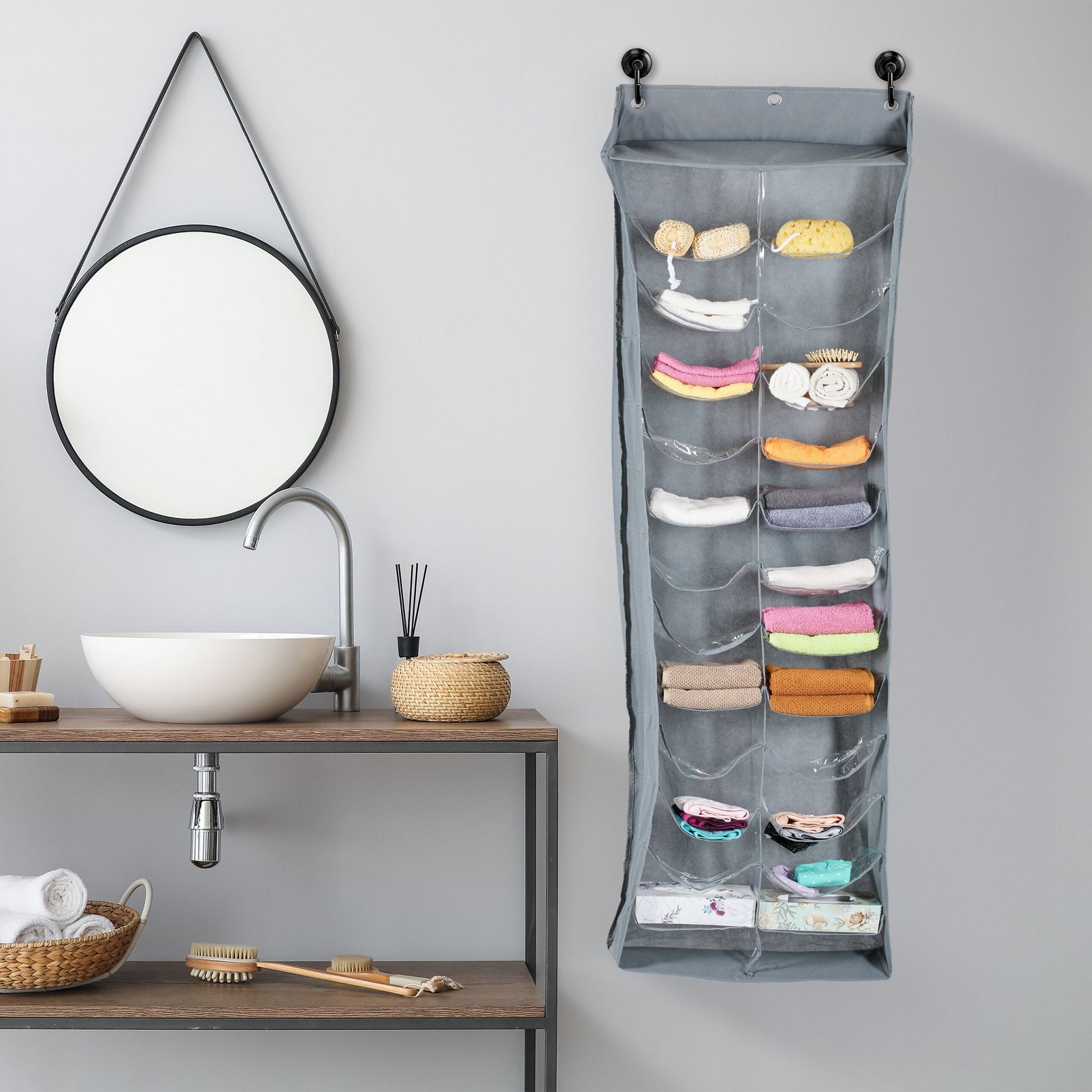 Türorganizer mit 26 Fächern Transparent-Grau von Relaxdays