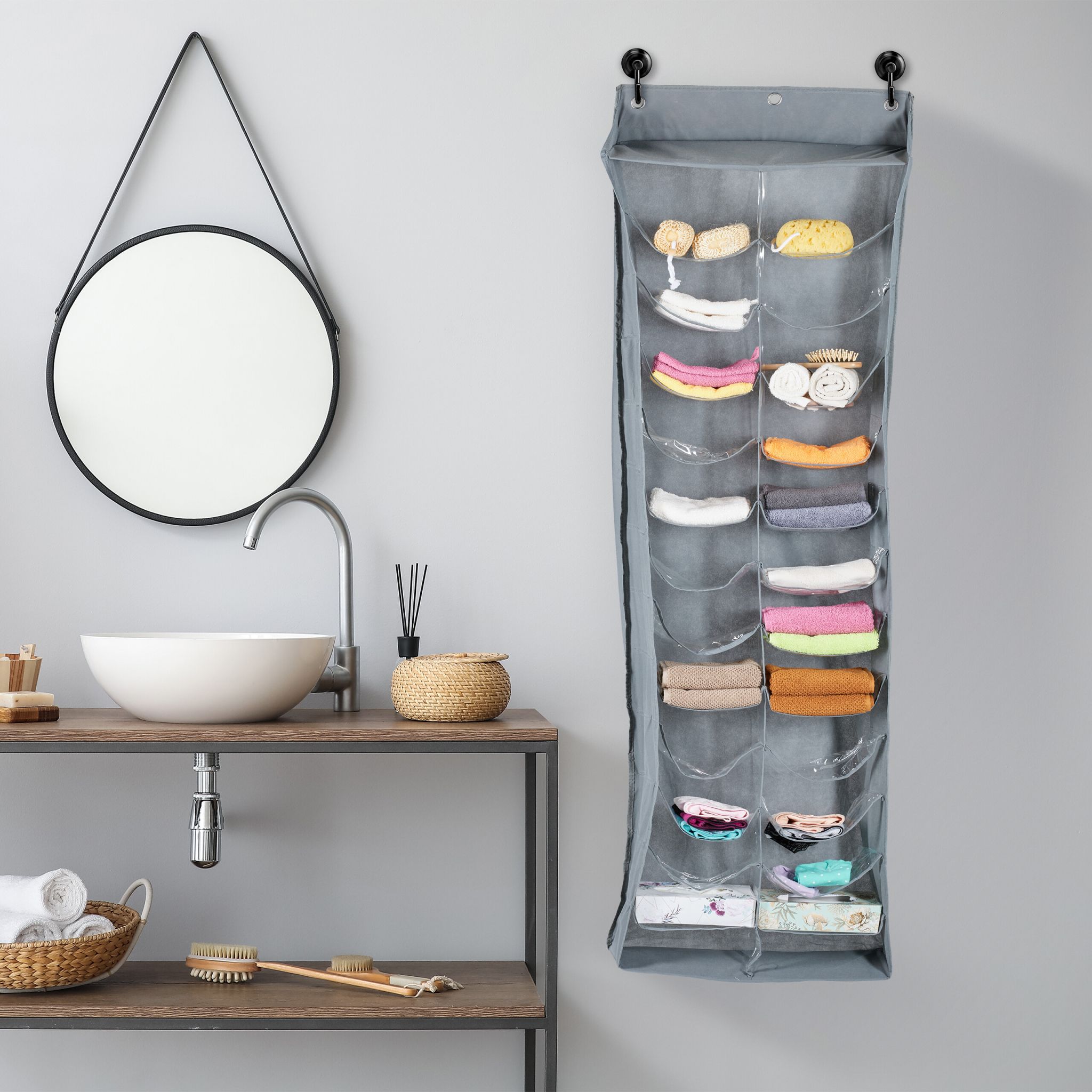 Türorganizer mit 26 Fächern Transparent-Grau von Relaxdays