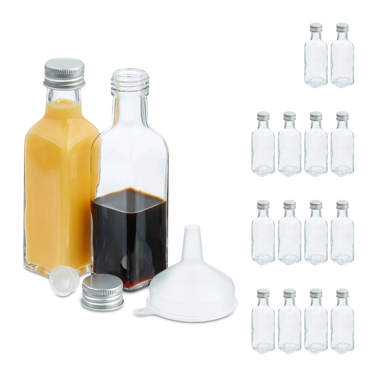 Kleine Flaschen Set 100ml Silber-Transparent von Relaxdays