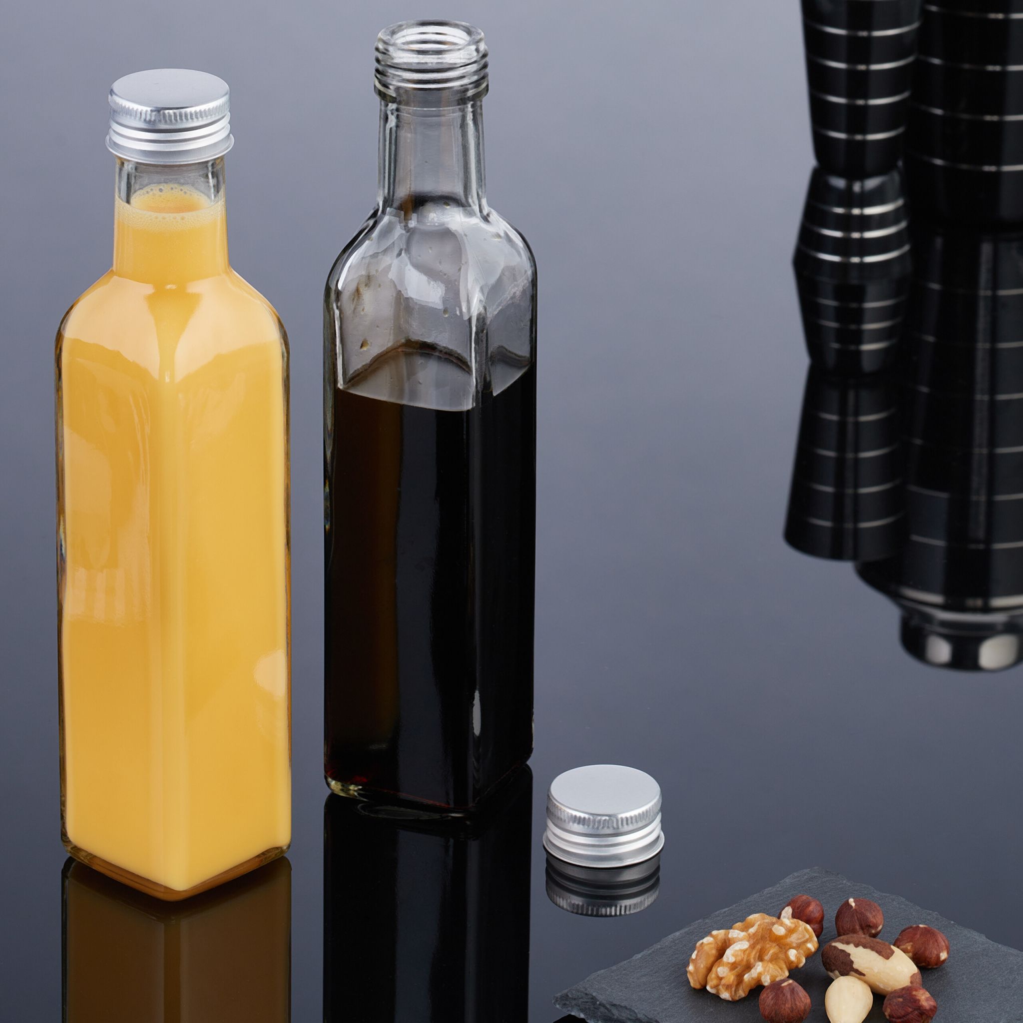 Flaschen zum Befüllen 250ml Silber-Transparent von Relaxdays