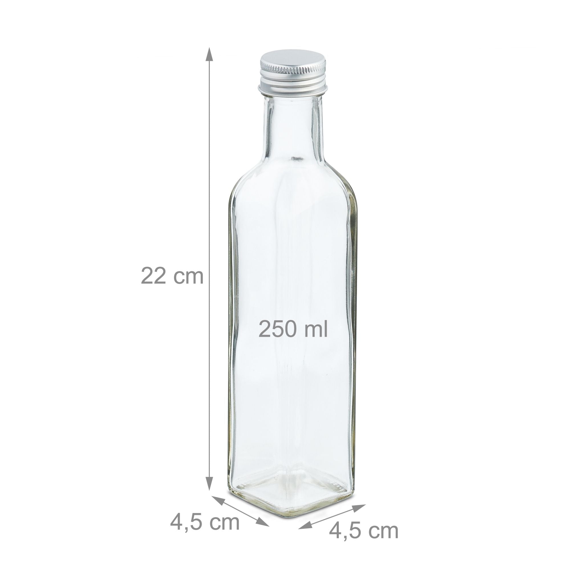 Flaschen zum Befüllen 250ml Silber-Transparent von Relaxdays