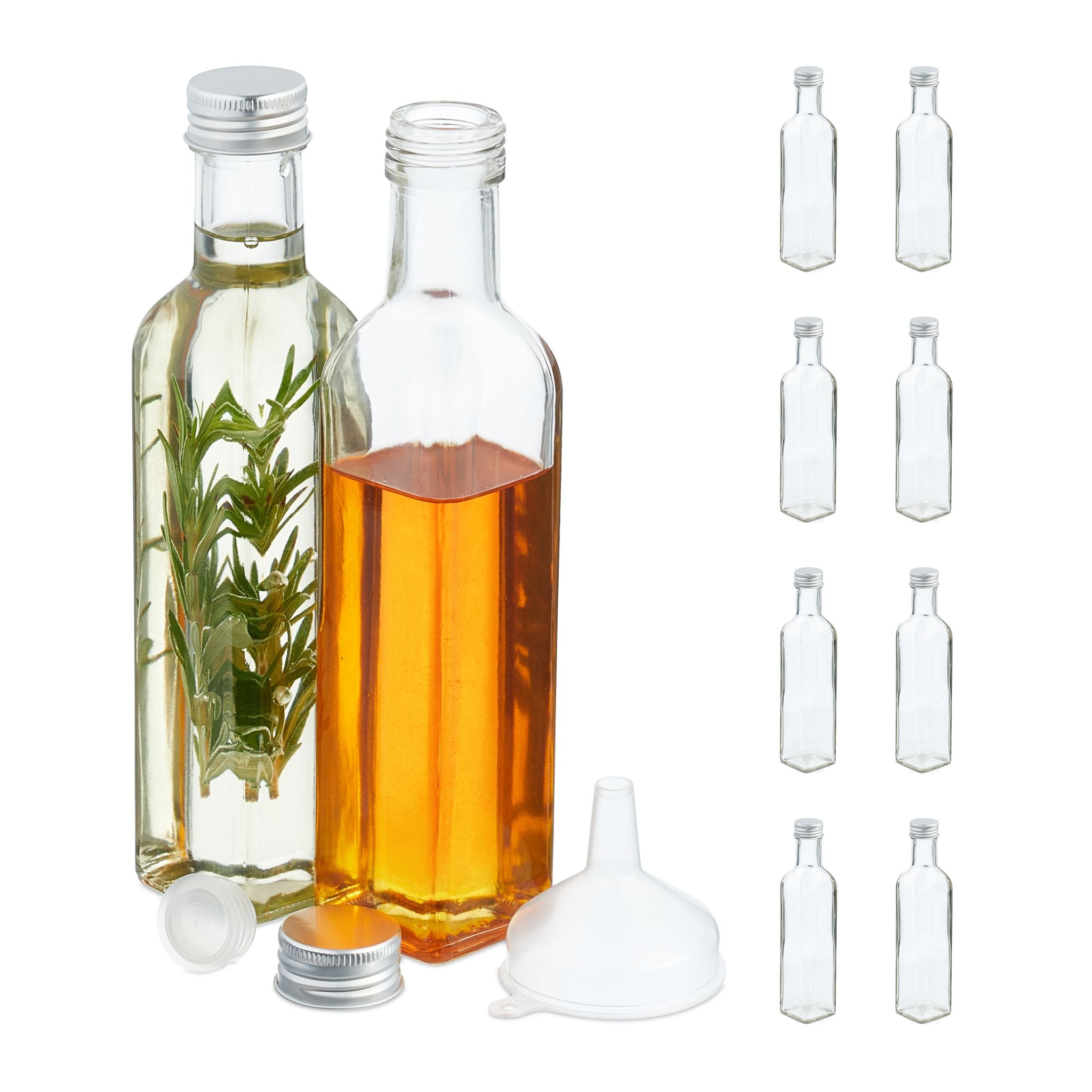 Flaschen zum Befüllen 250ml Silber-Transparent von Relaxdays
