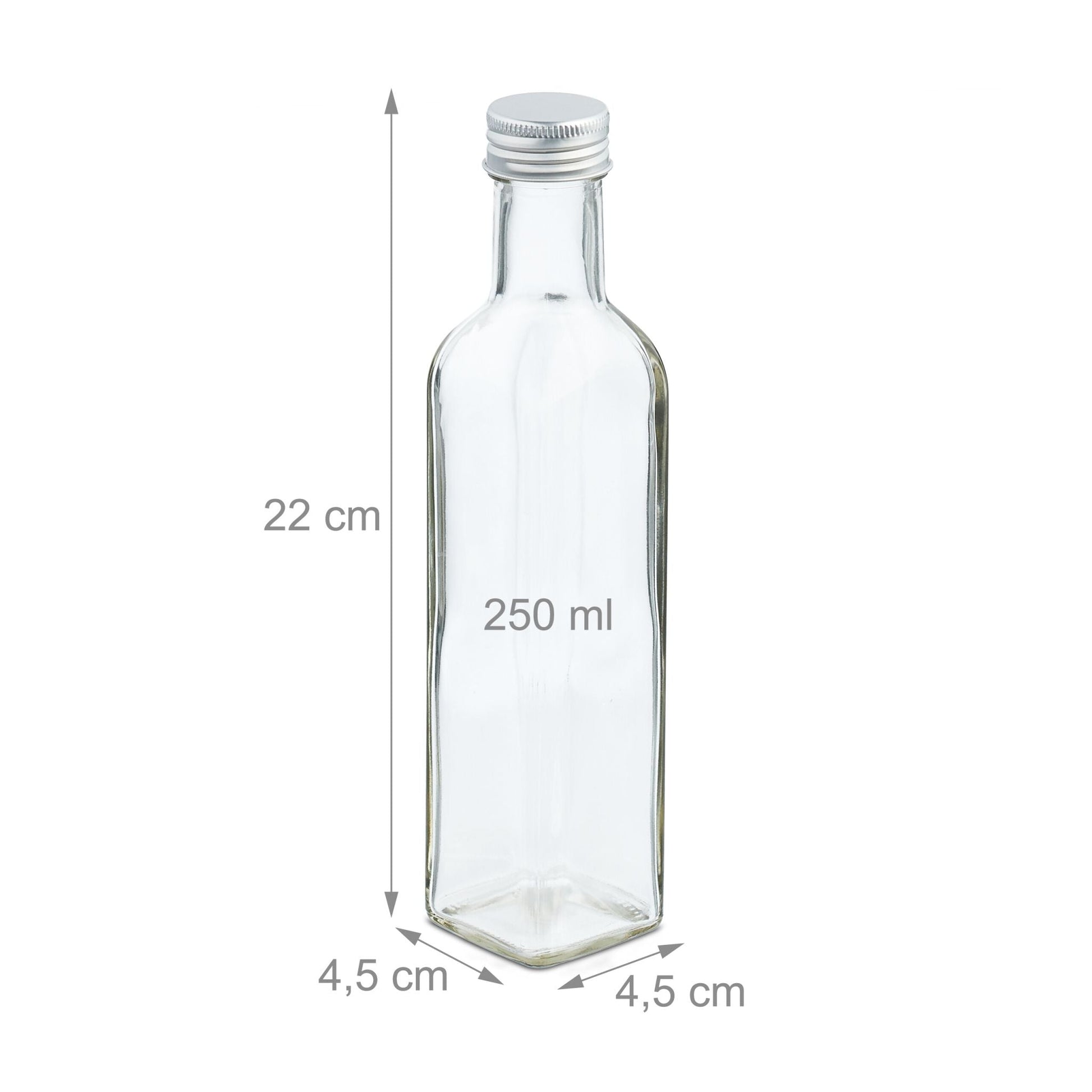 Flaschen zum Befüllen 250ml Silber-Transparent von Relaxdays