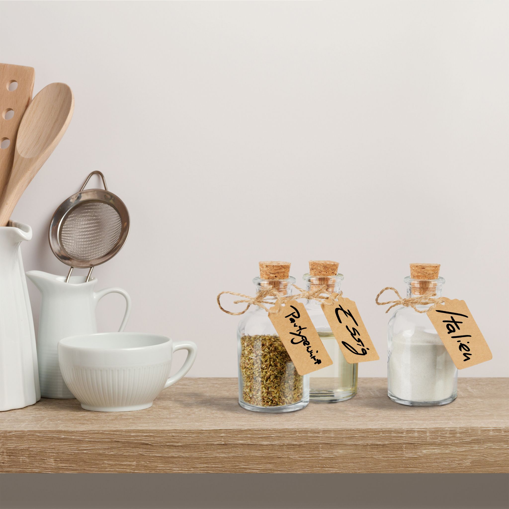 Dekogläser-Set mit Korken Hellbraun-Transparent von Relaxdays