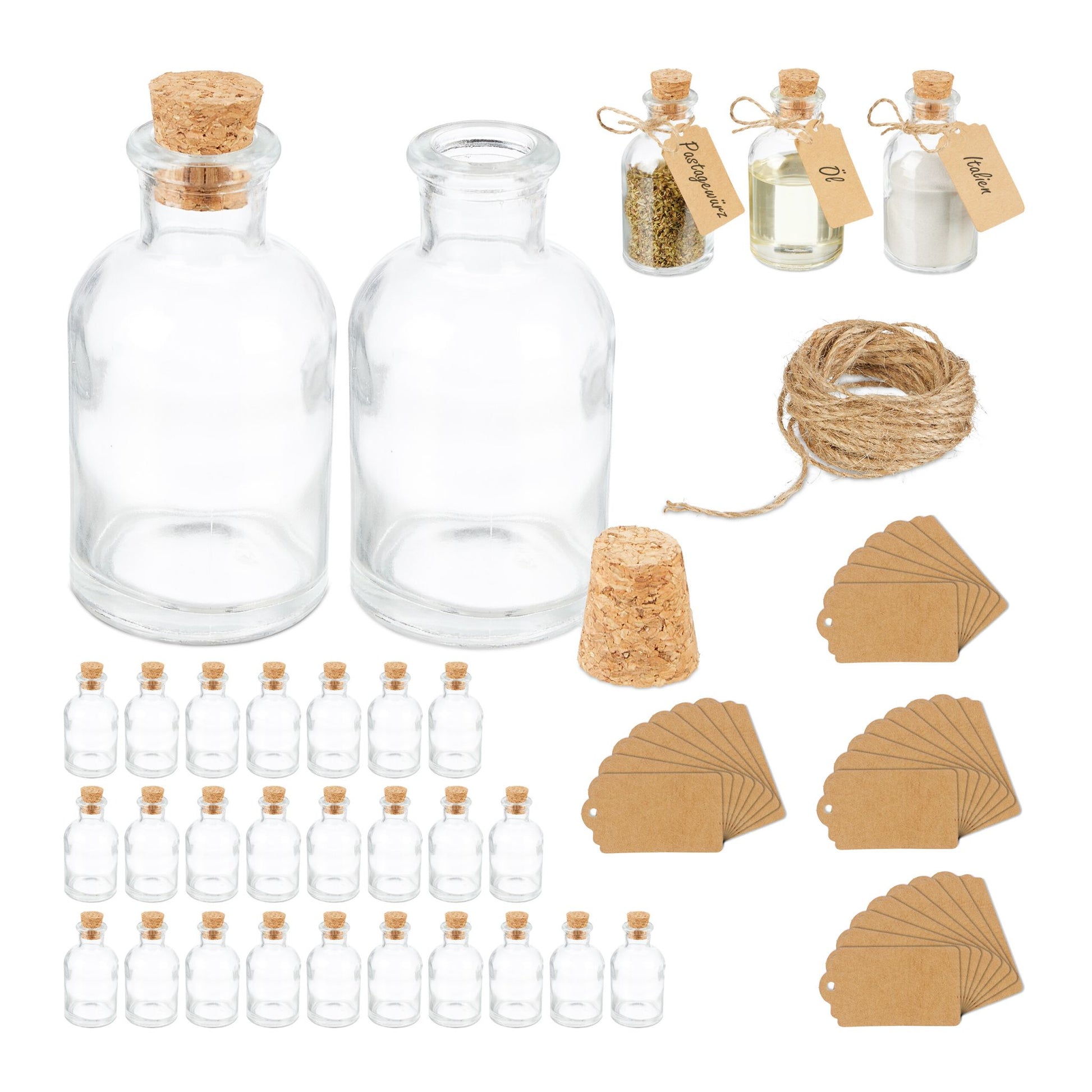 Dekogläser-Set mit Korken Hellbraun-Transparent von Relaxdays