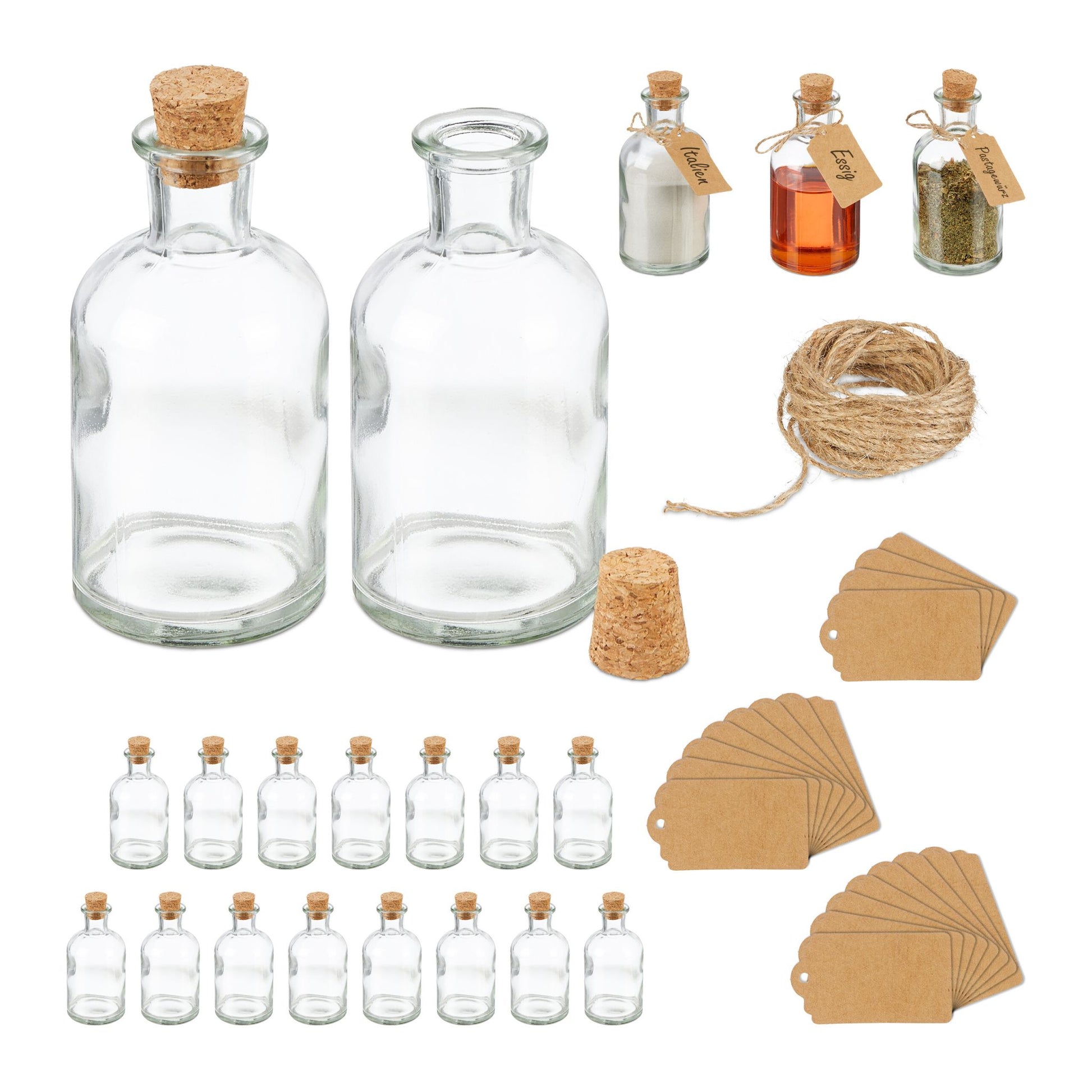 Dekogläser-Set mit Korkdeckel Hellbraun-Transparent von Relaxdays