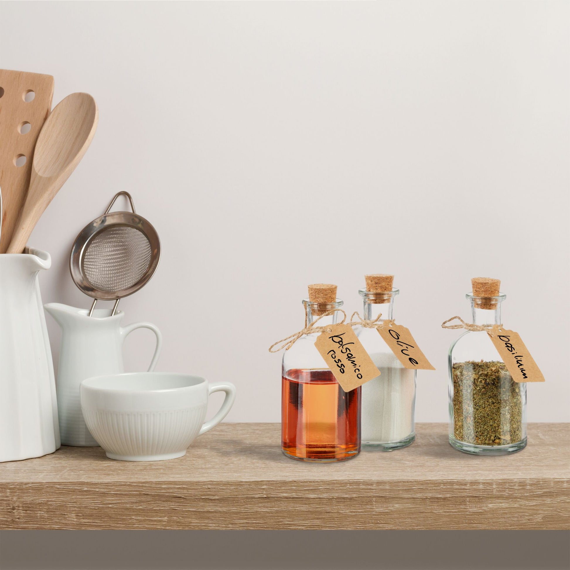 Dekogläser-Set mit Korkdeckel Hellbraun-Transparent von Relaxdays