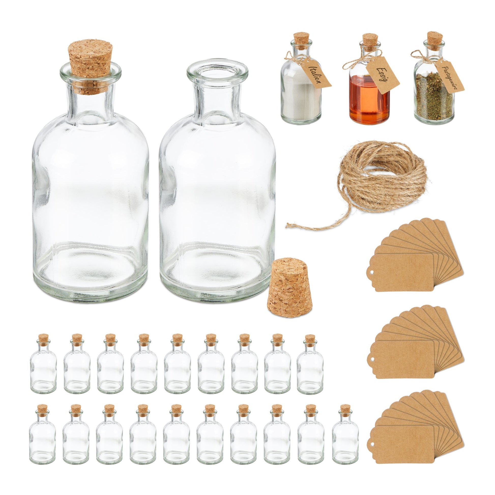 Dekogläser-Set mit Korkdeckel Hellbraun-Transparent von Relaxdays