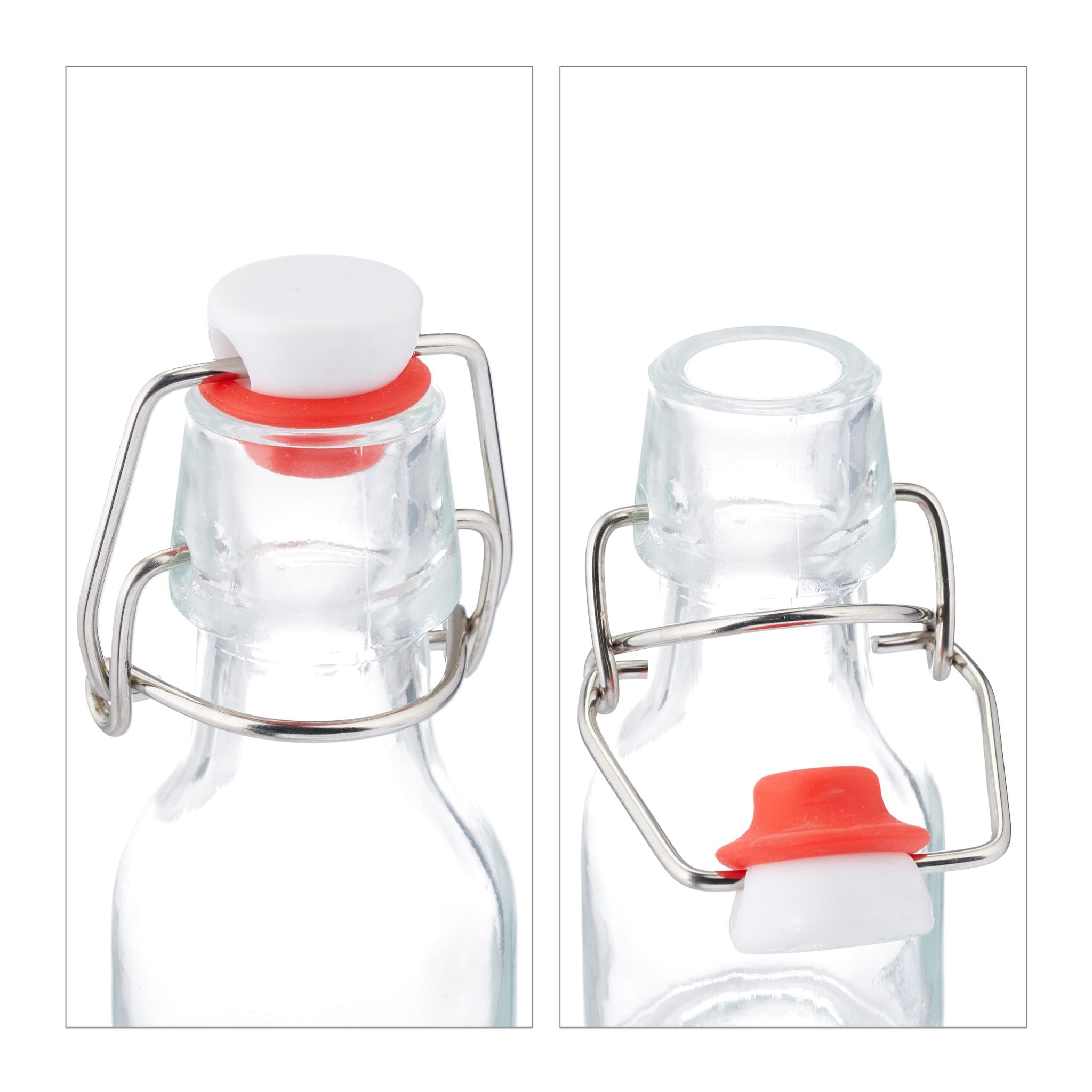 Kleine Flaschen mit Bügelverschluss Set Weiss-Rot-Transparent von Relaxdays