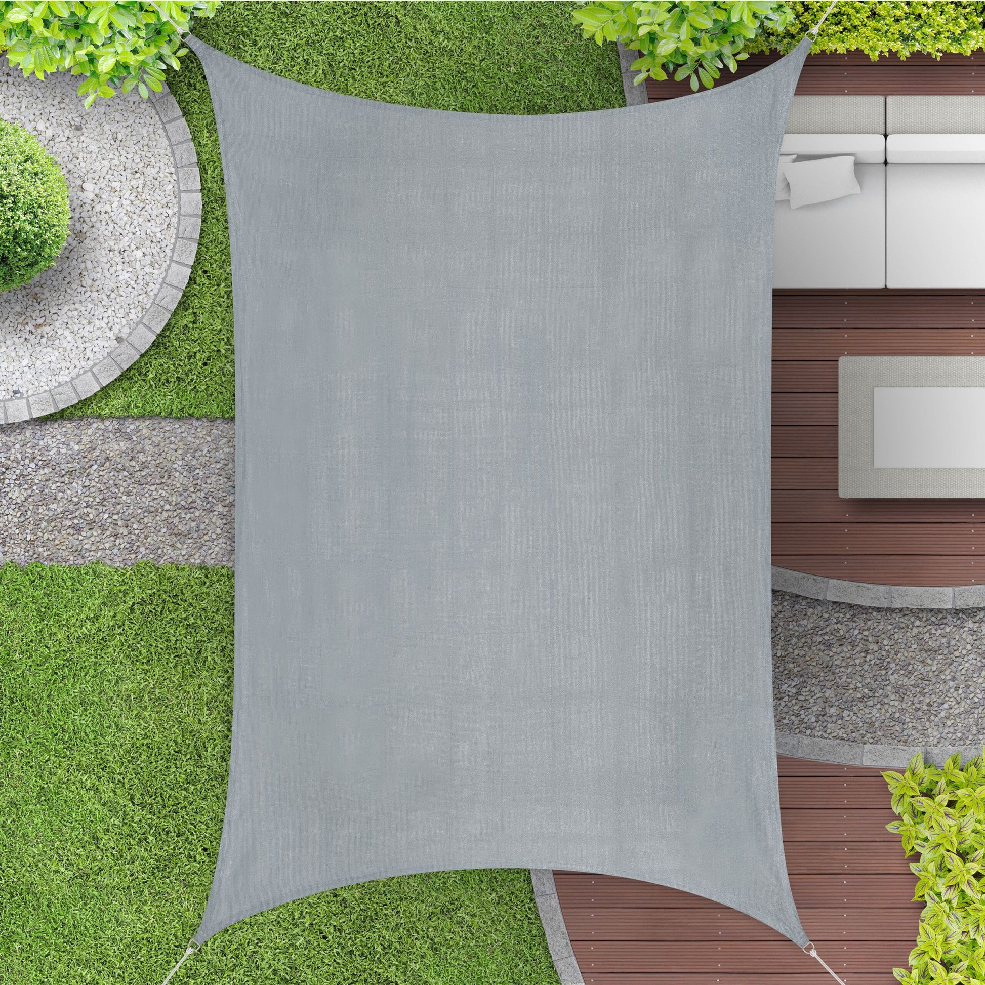 Rechteckiges Sonnensegel HDPE Grau von Relaxdays