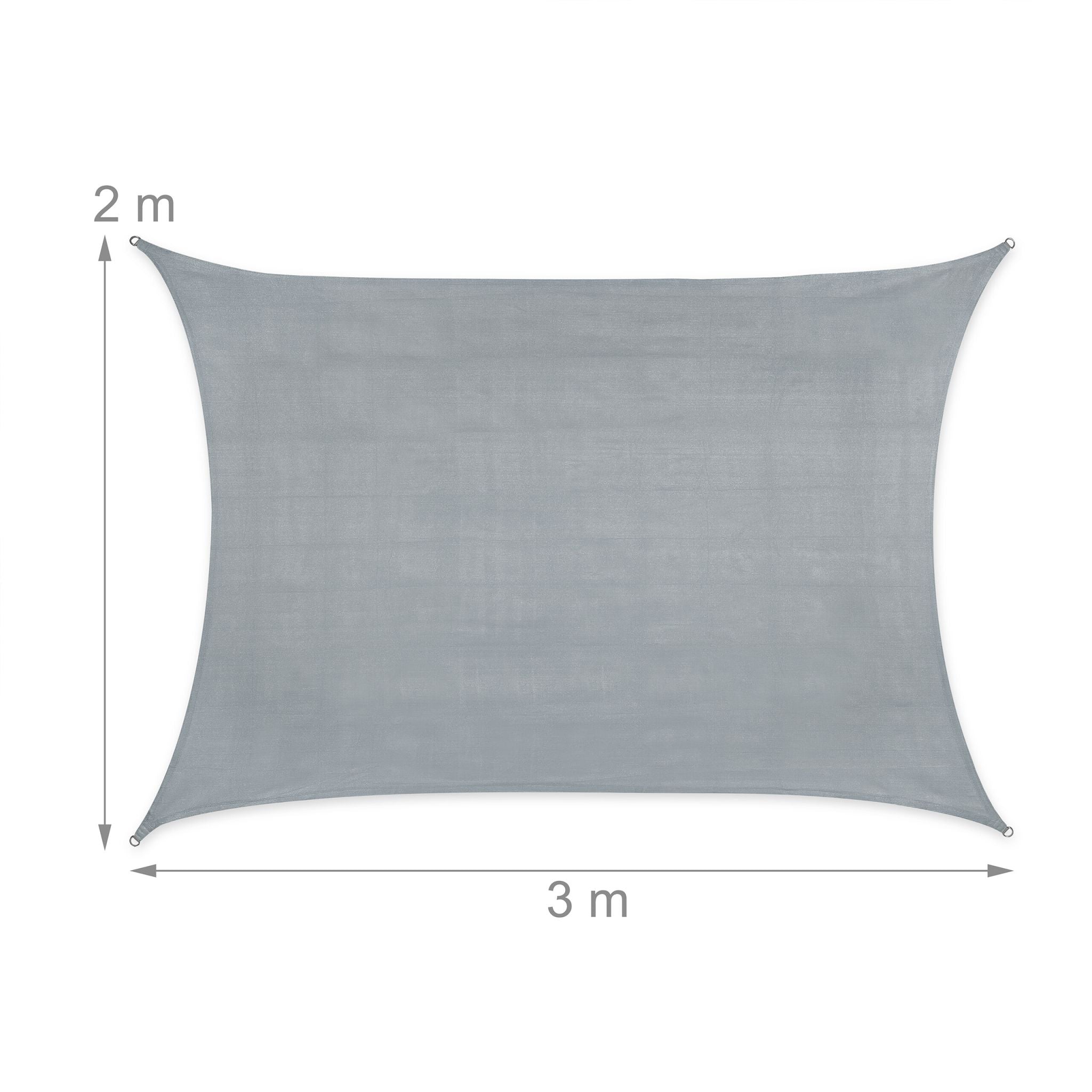 Rechteckiges Sonnensegel HDPE Grau von Relaxdays
