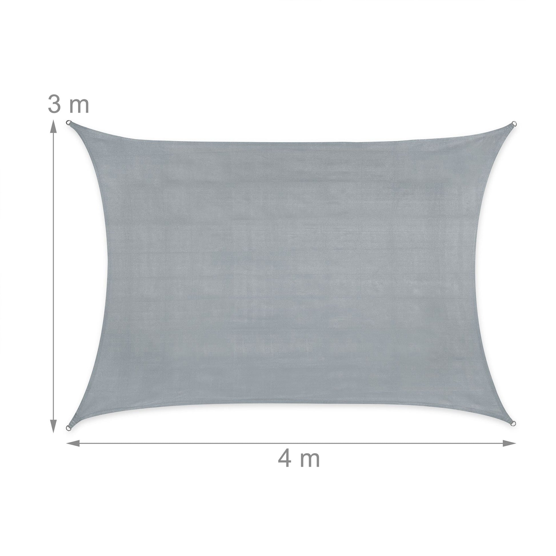Rechteckiges Sonnensegel HDPE Grau von Relaxdays