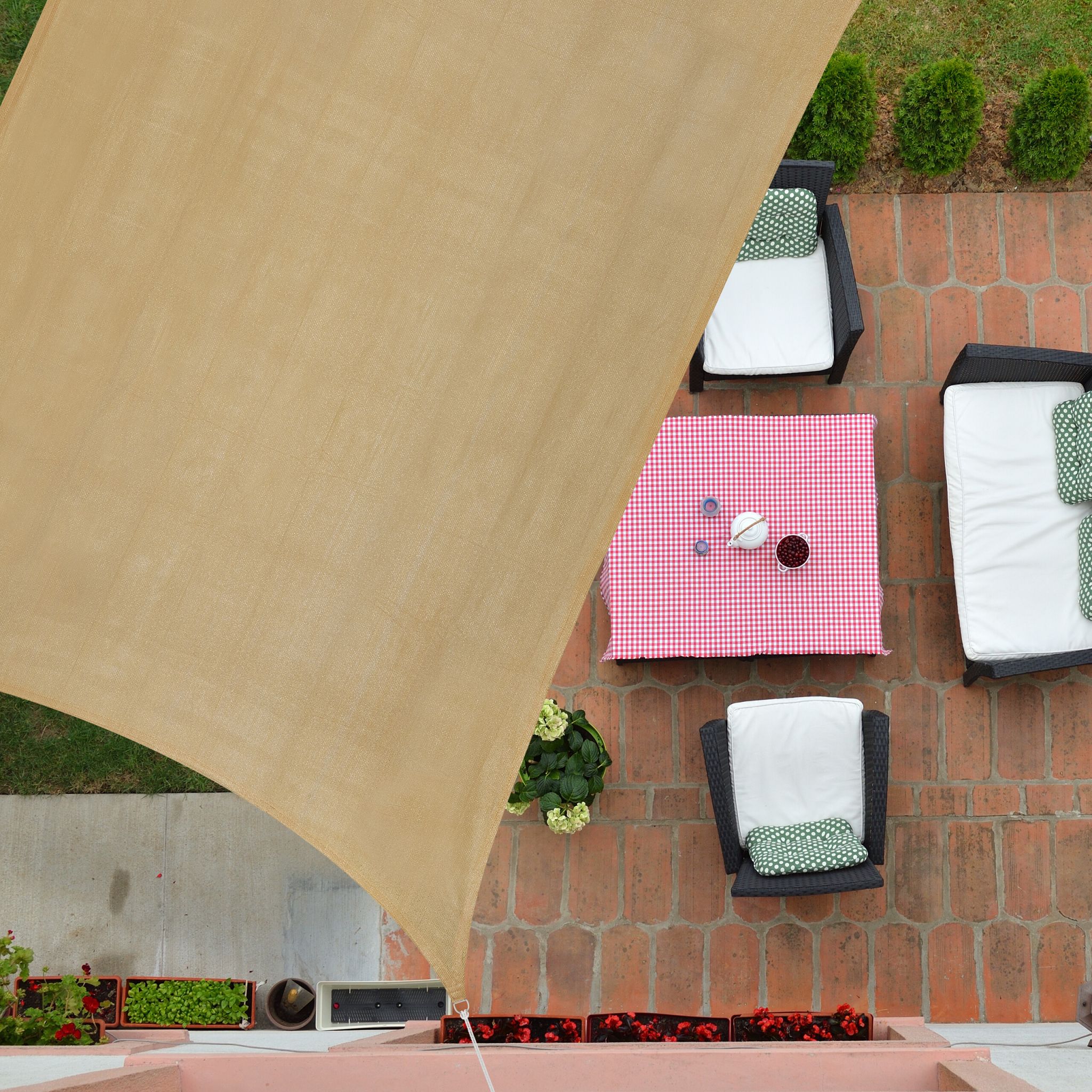 Rechteckiges Sonnensegel HDPE Beige von Relaxdays