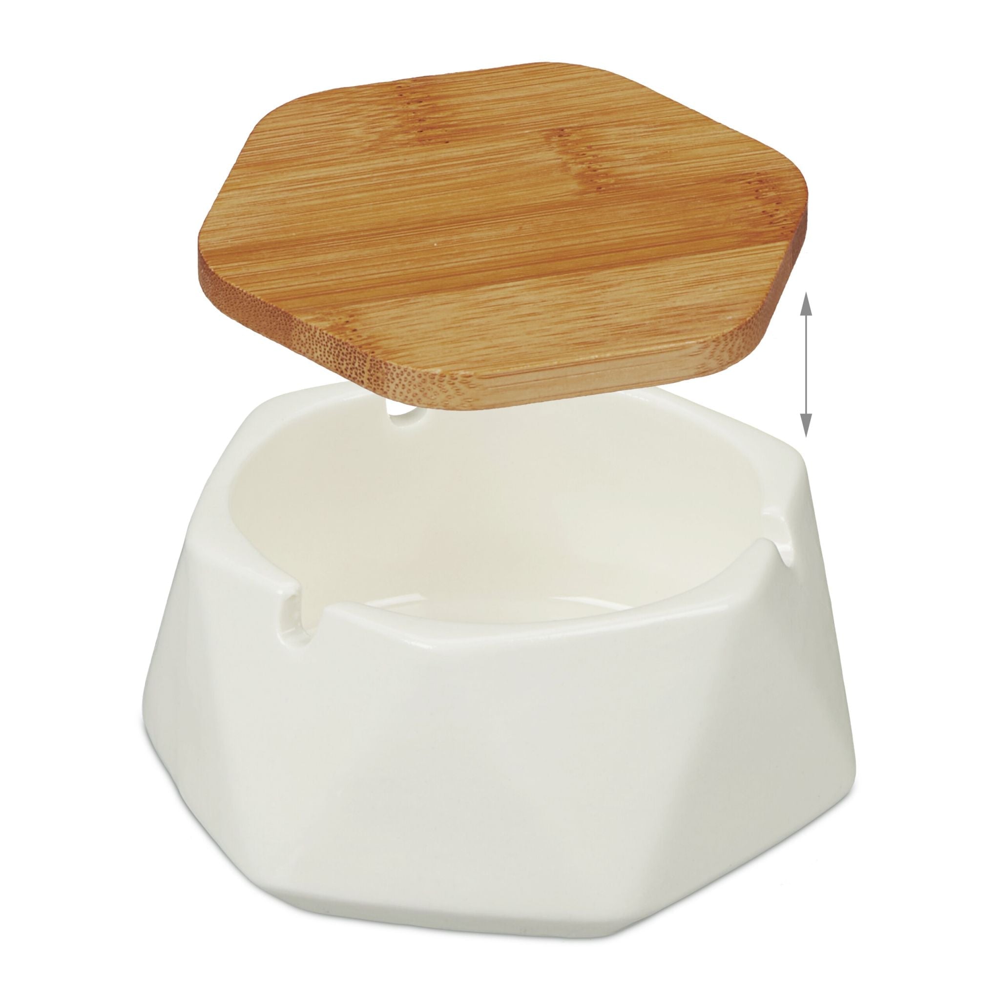 Aschenbecher mit Deckel Weiss-Hellbraun von Relaxdays