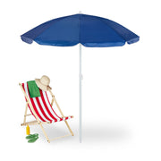 Sonnenschirm 160cm Weiss-Blau-Silber von Relaxdays