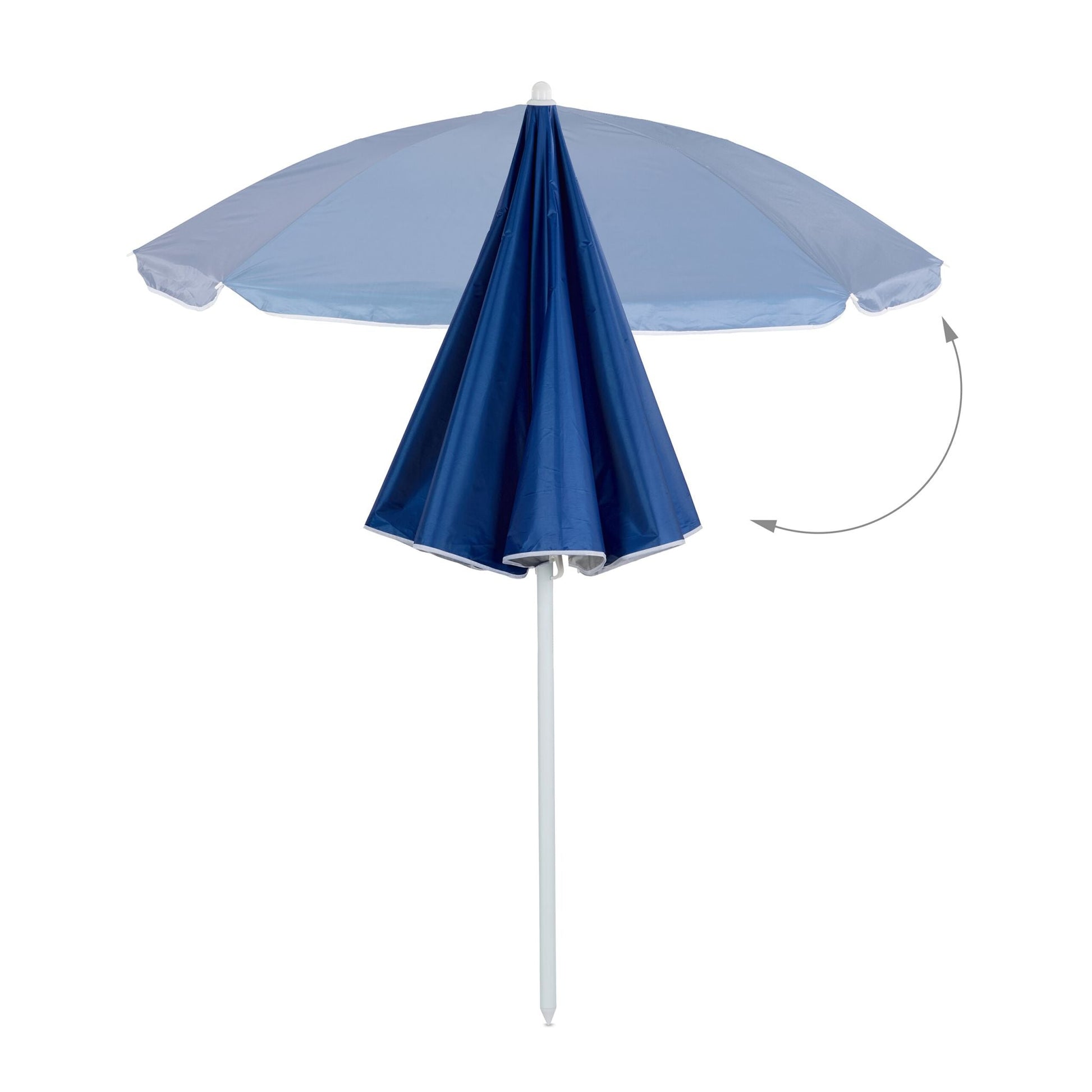 Sonnenschirm 160cm Weiss-Blau-Silber von Relaxdays