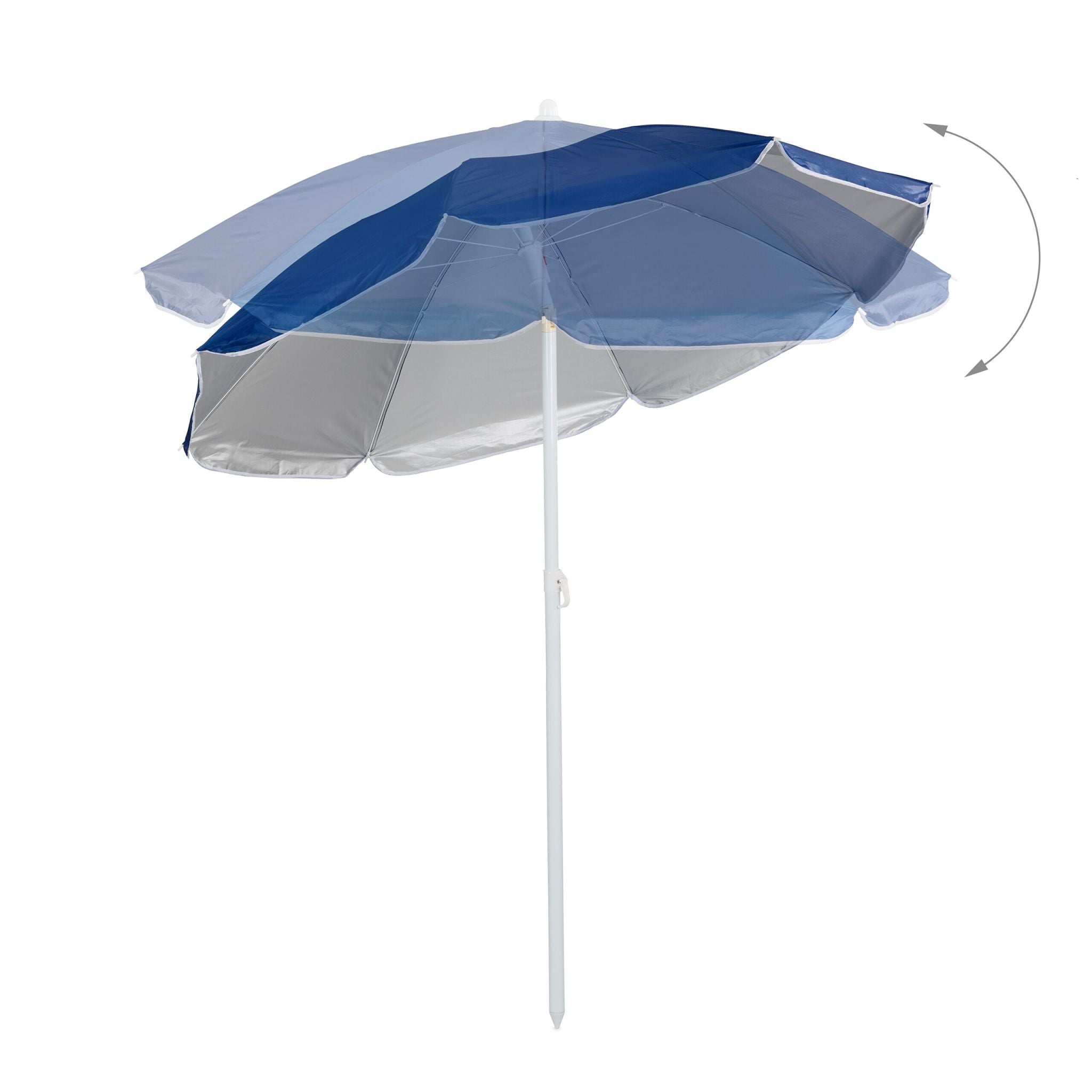 Sonnenschirm 160cm Weiss-Blau-Silber von Relaxdays