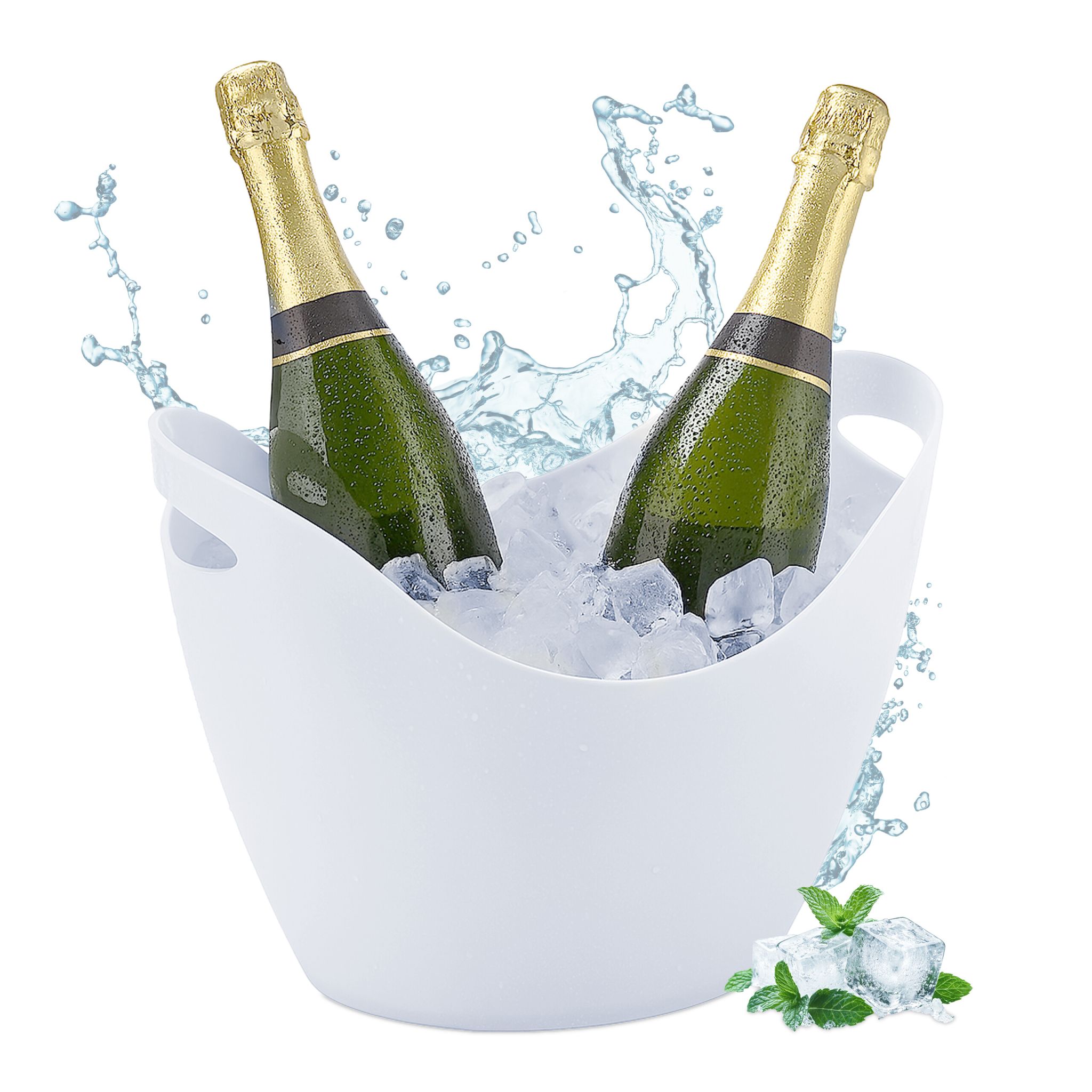 Sektkühler 8l in Weiss Weiss von Relaxdays