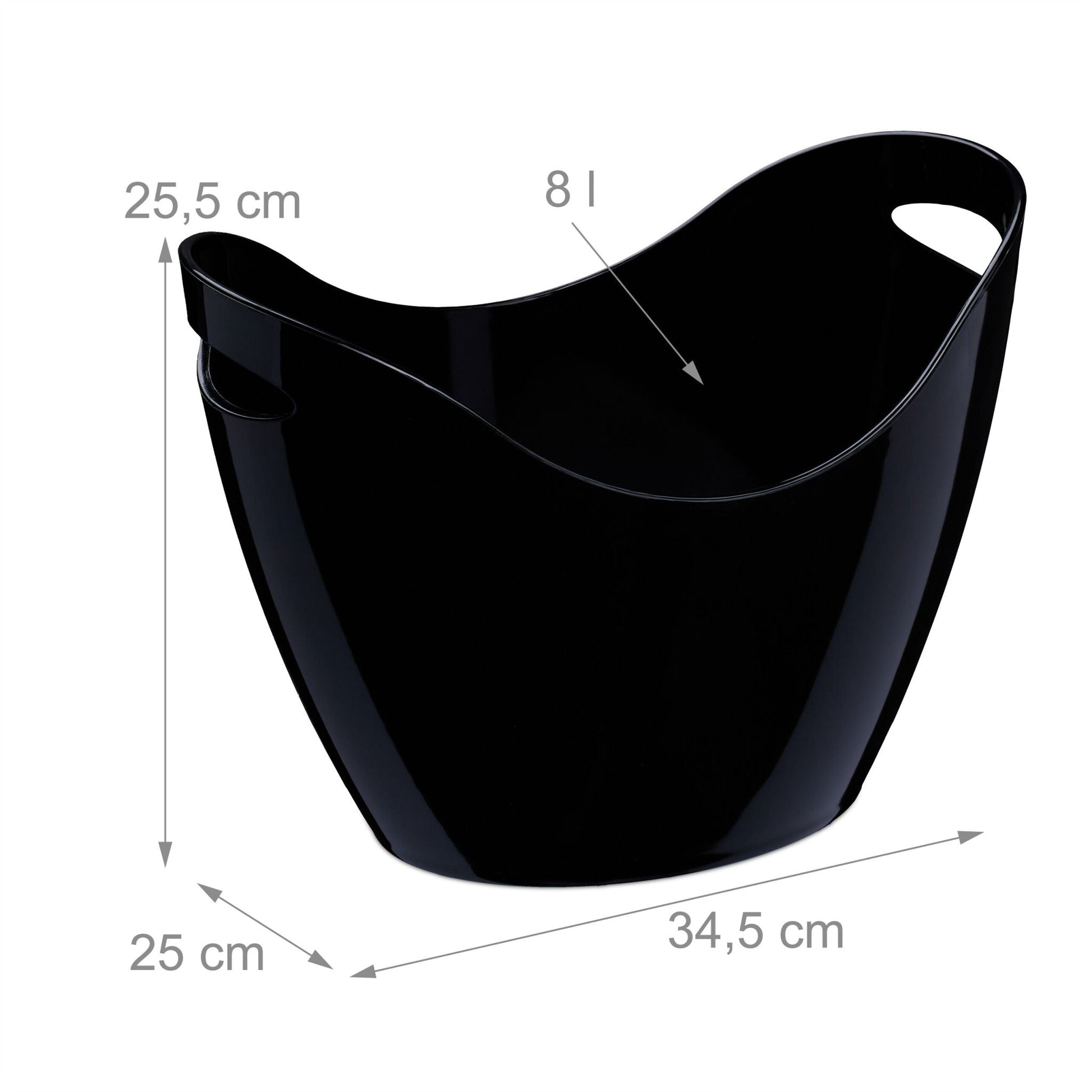 Eiseimer 8l schwarz Schwarz von Relaxdays