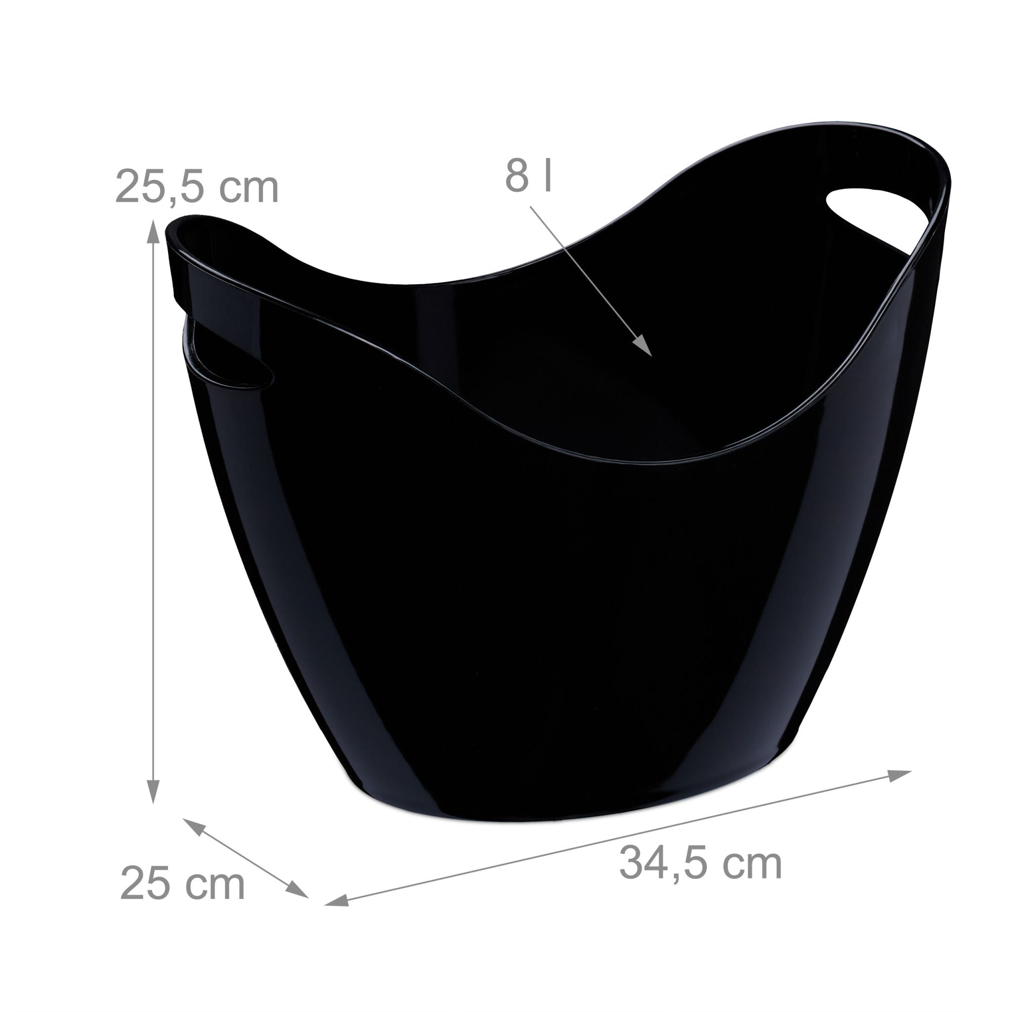 Eiseimer 8l schwarz Schwarz von Relaxdays