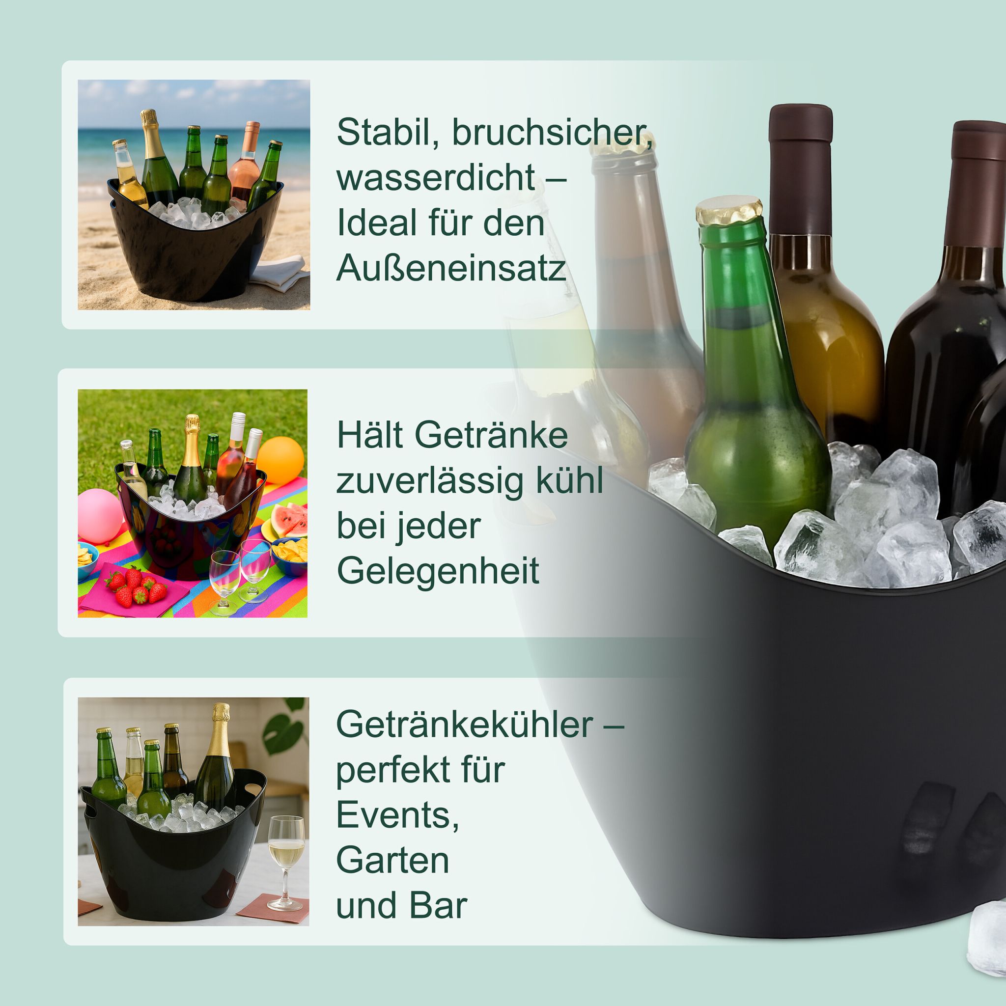 Eiseimer 8l schwarz Schwarz von Relaxdays