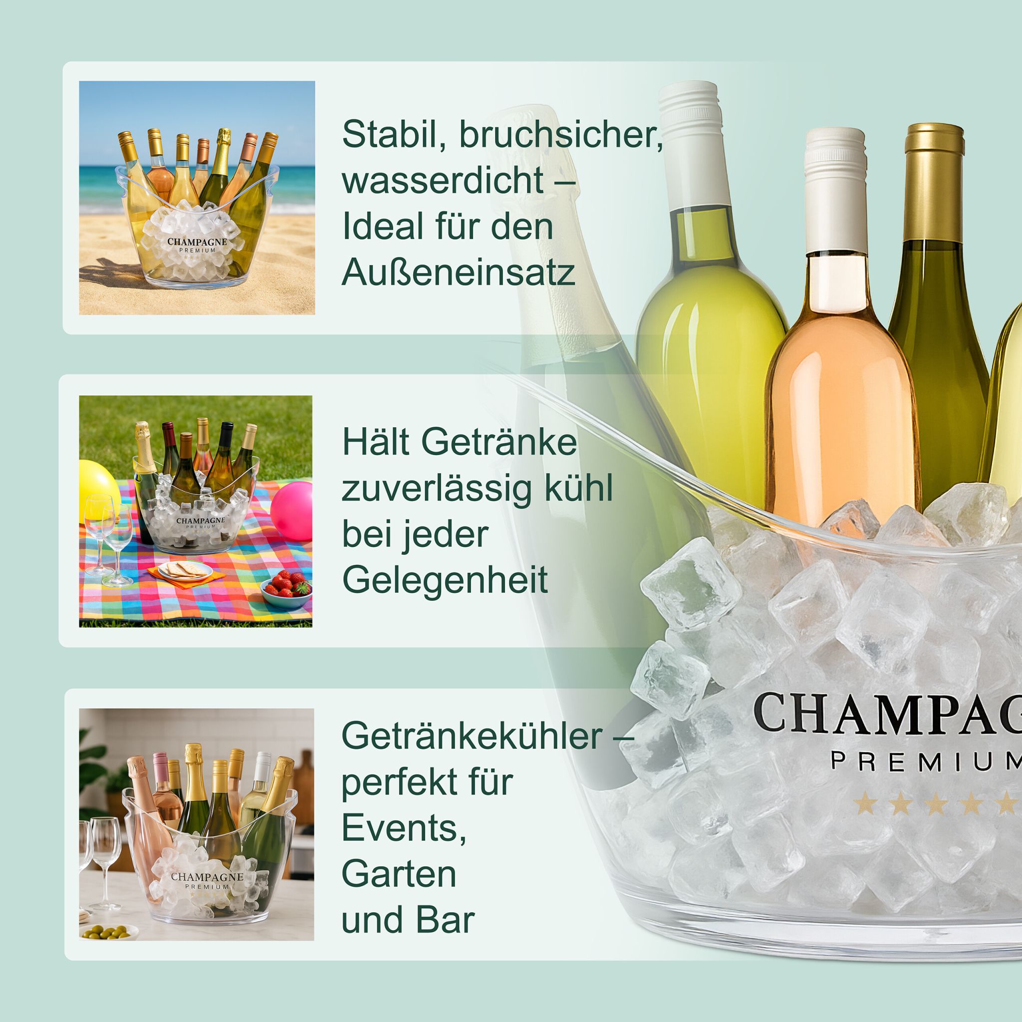 Eiseimer 8l transparent Transparent von Relaxdays