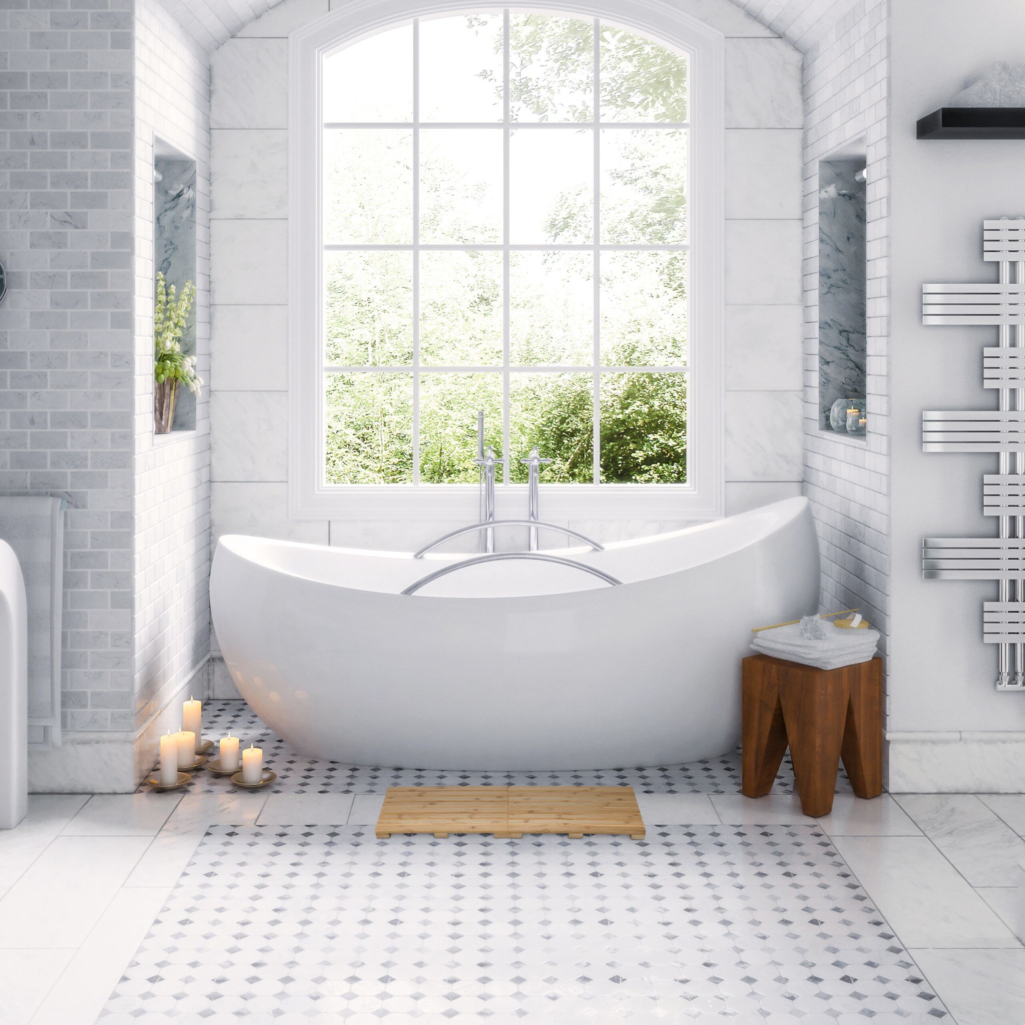 Bambus Badematte Hellbraun von Relaxdays