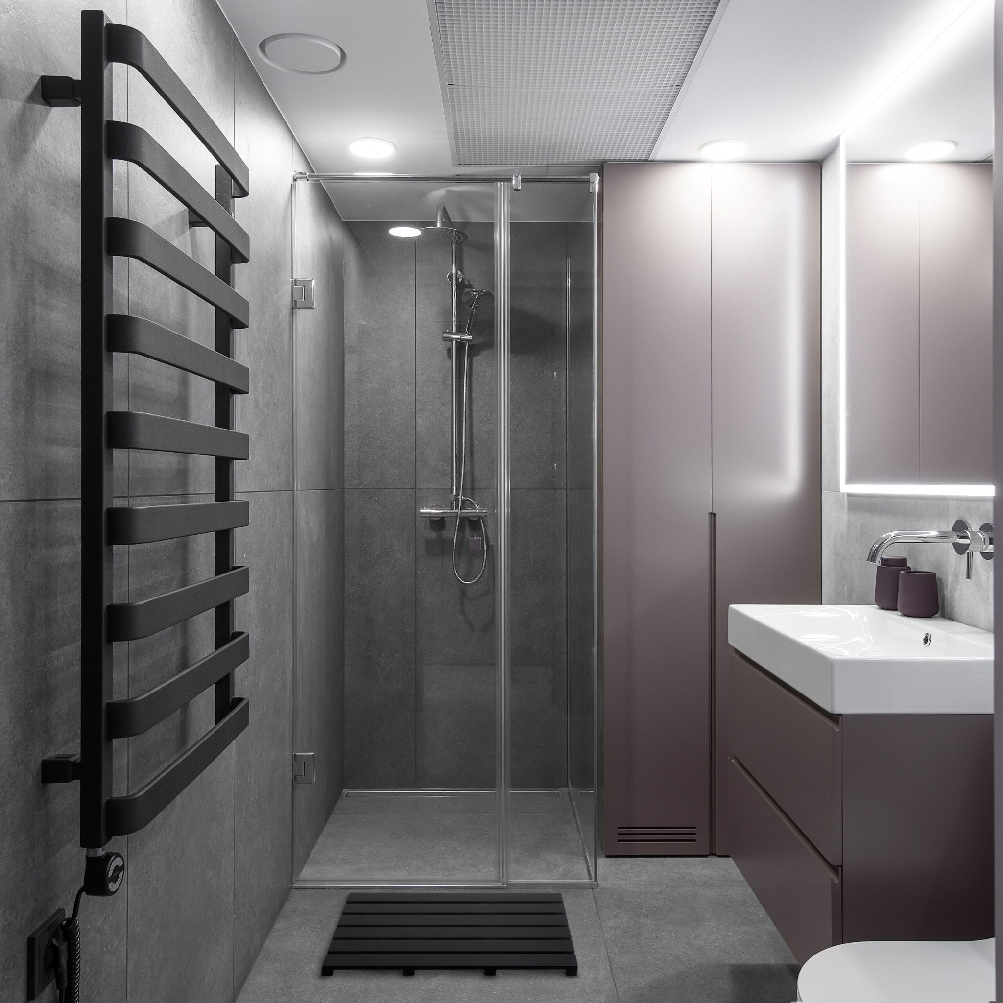 Bambus Badematte Schwarz von Relaxdays