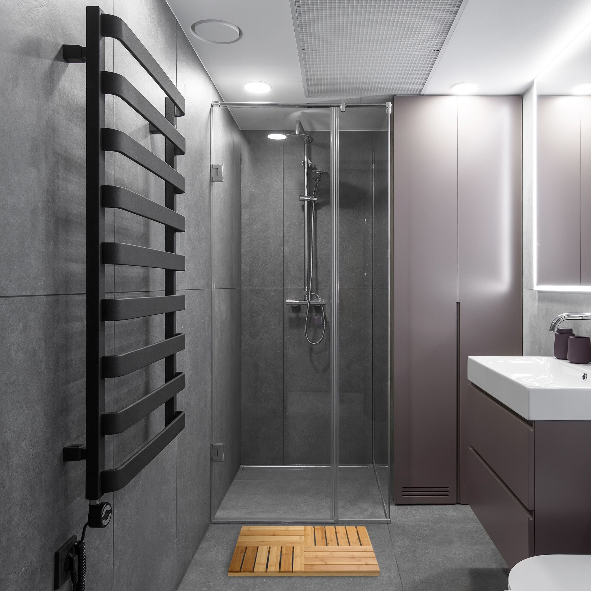 Bambus Badematte Hellbraun von Relaxdays
