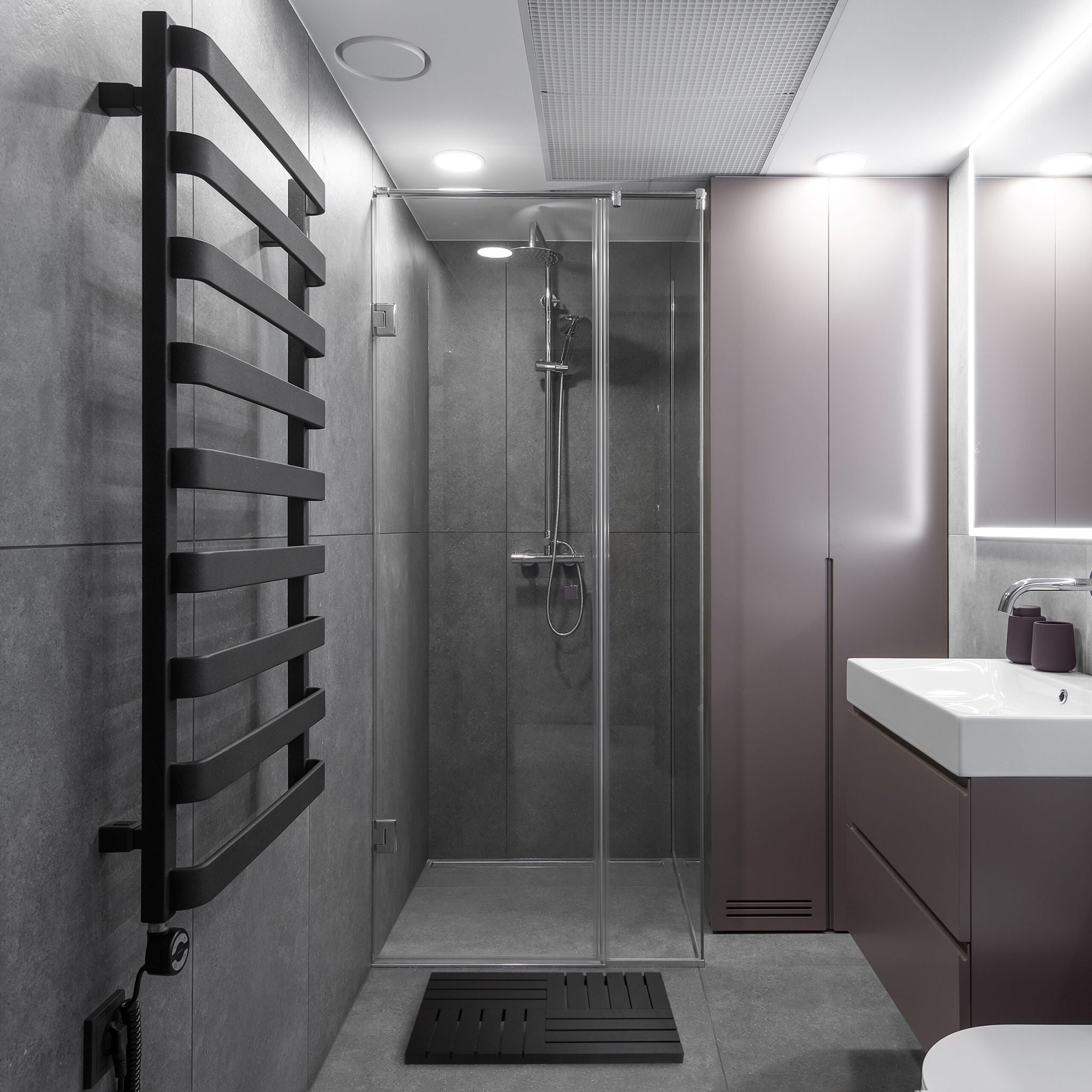 Bambus Badematte Schwarz von Relaxdays