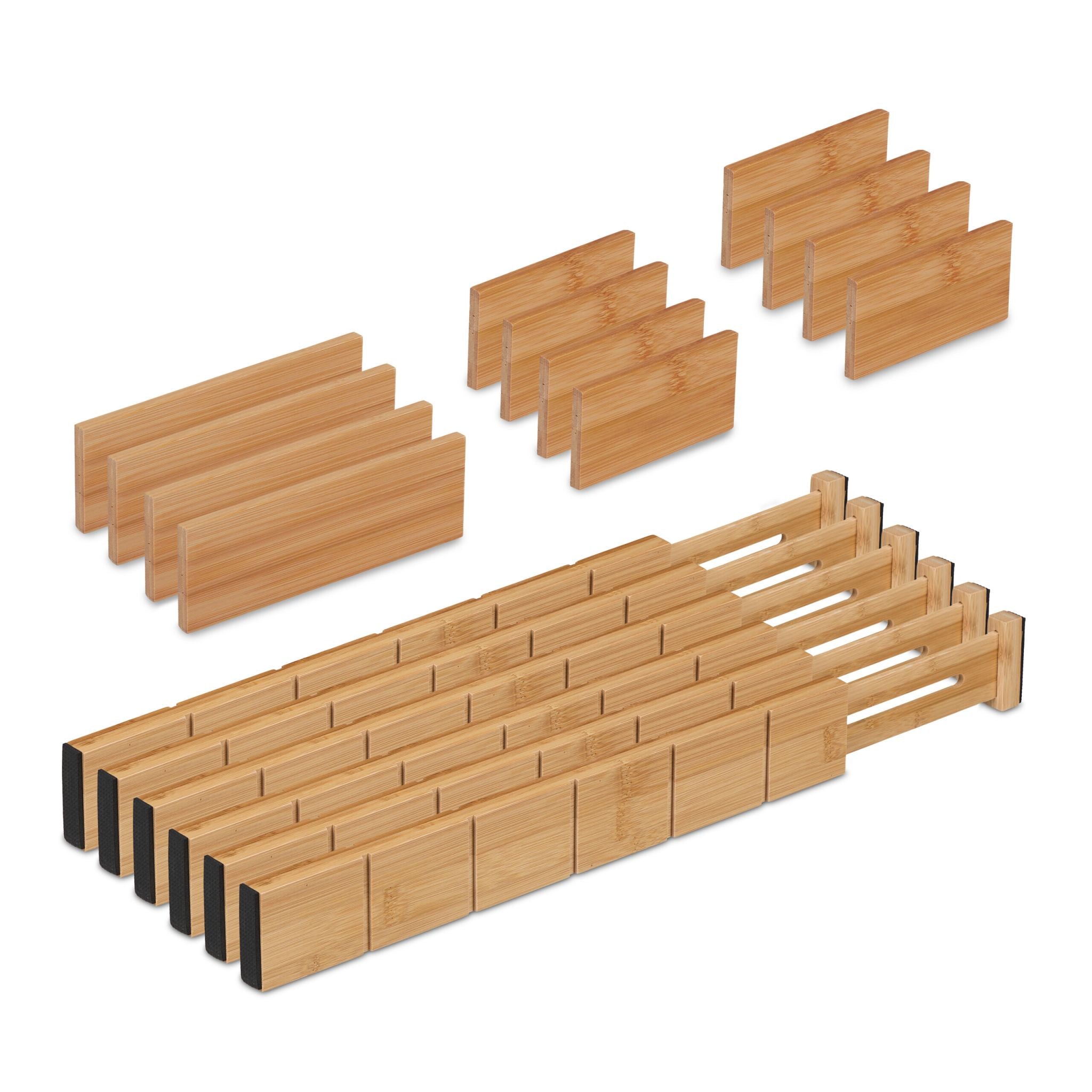 Schubladentrenner Bambus 18er-Set Hellbraun von Relaxdays