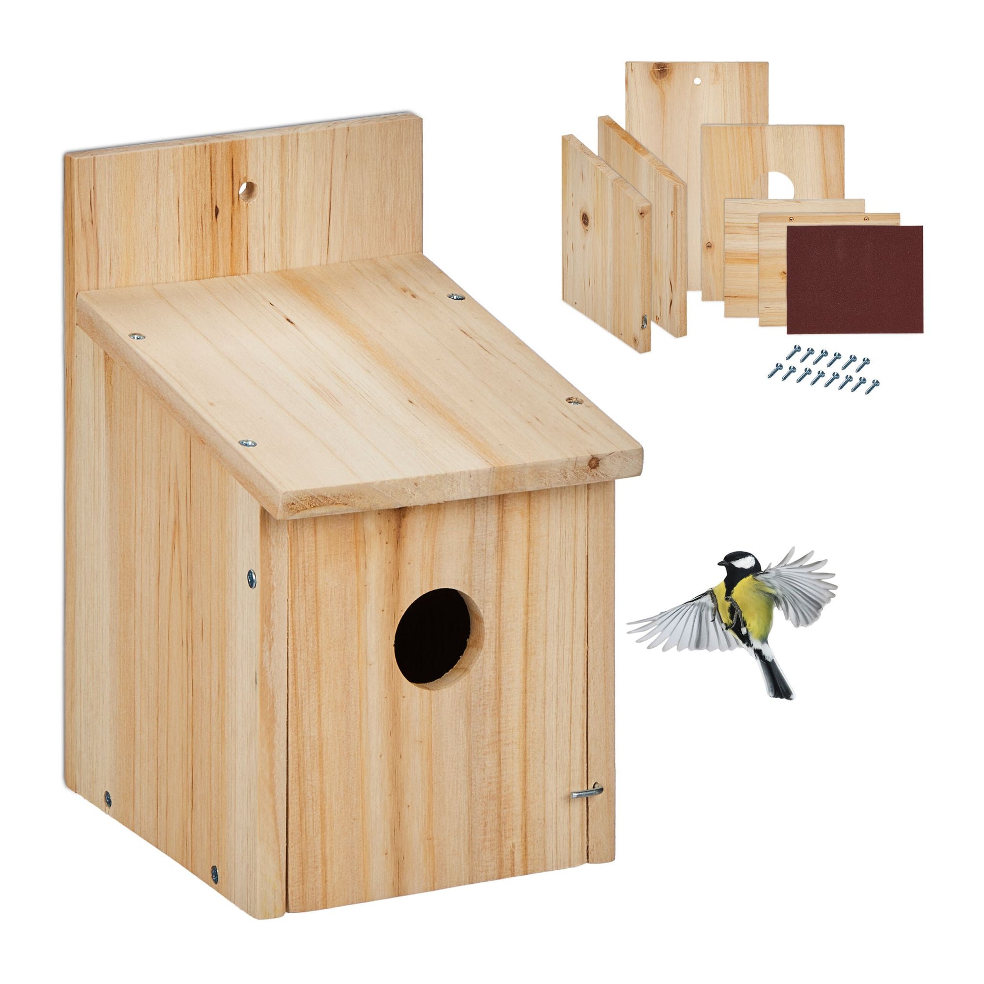 Nistkasten Bausatz für Vögel Hellbraun von Relaxdays
