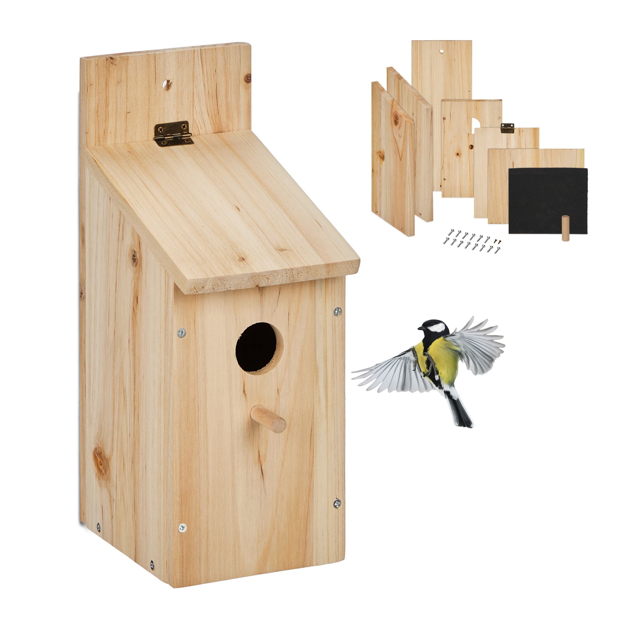 Nistkasten Bausatz für Vögel Hellbraun von Relaxdays