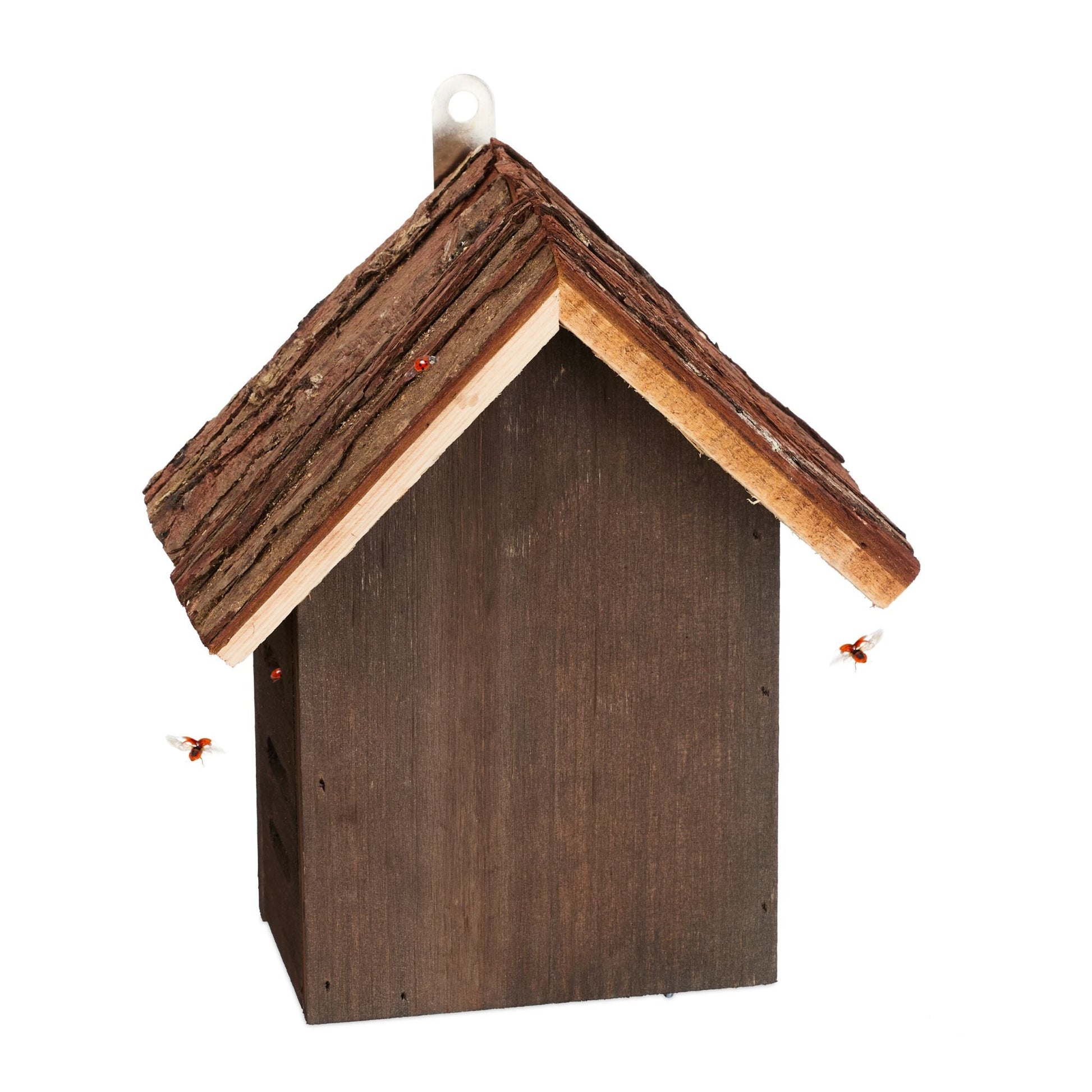 Marienkäferhaus Holz Braun von Relaxdays