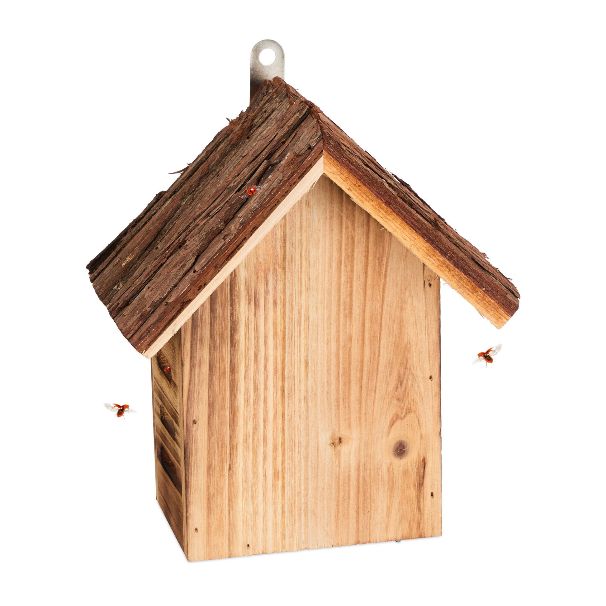Marienkäferhaus Holz Braun-Hellbraun von Relaxdays