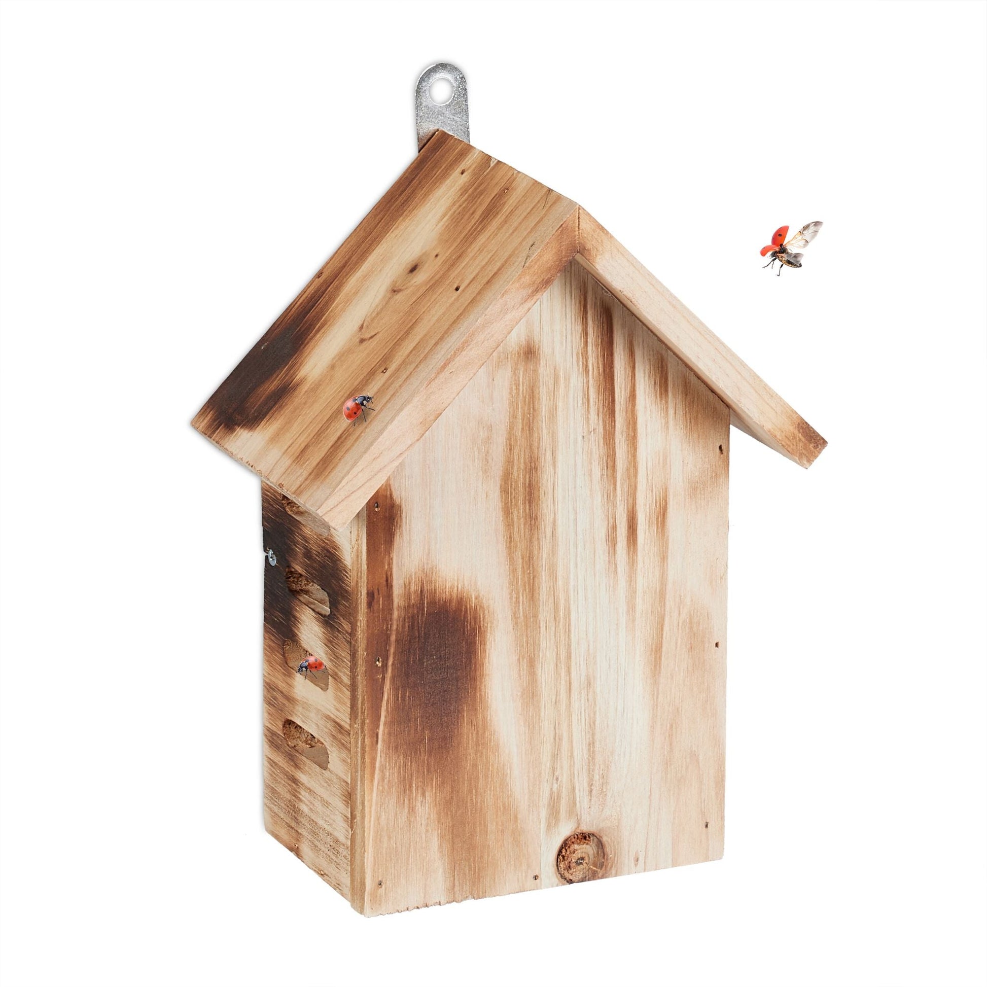 Marienkäferhaus Holz Braun von Relaxdays