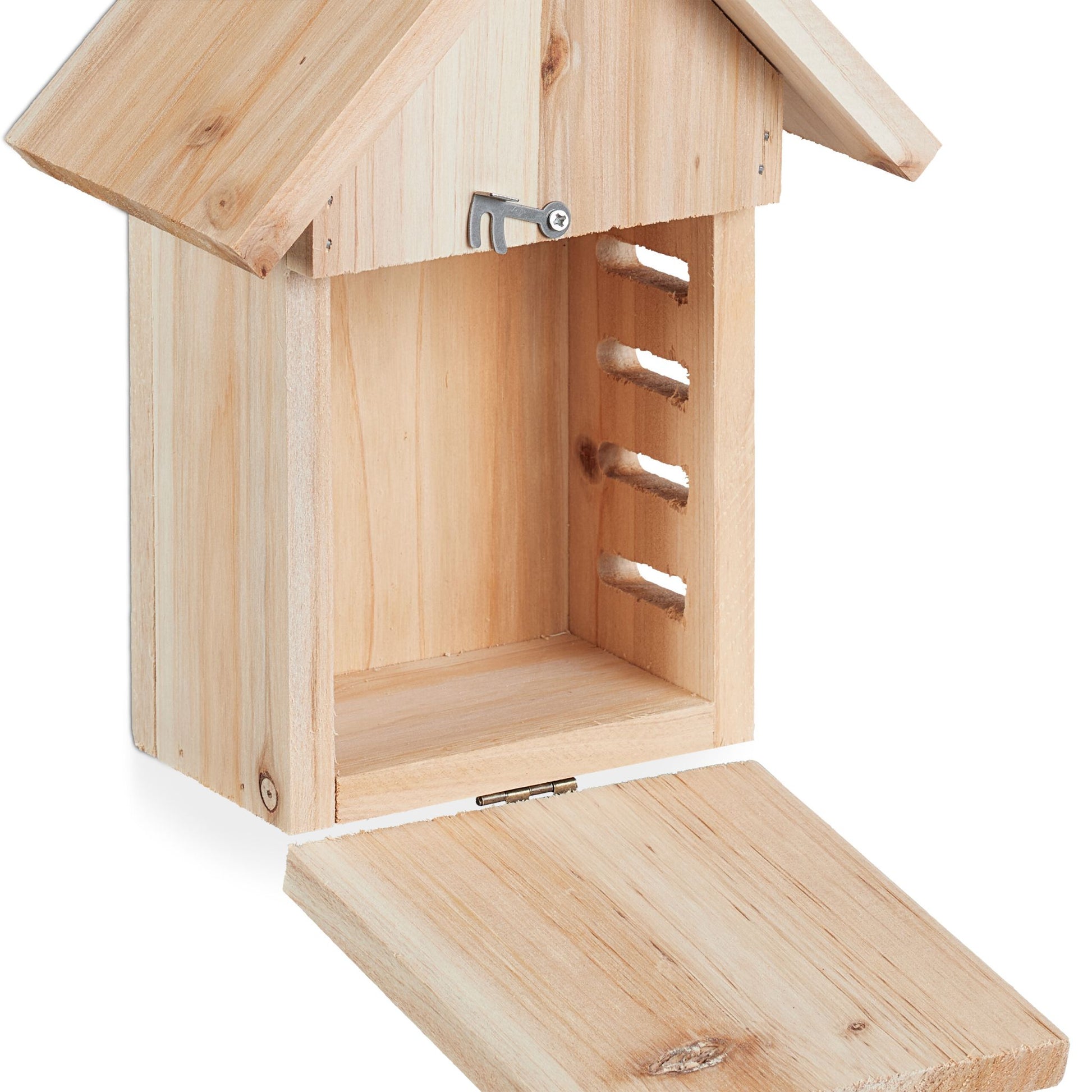 Marienkäferhaus Holz Hellbraun-Silber von Relaxdays