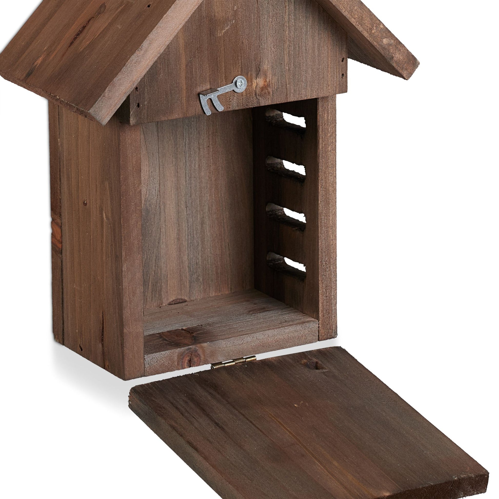 Marienkäferhaus Holz Braun-Silber von Relaxdays