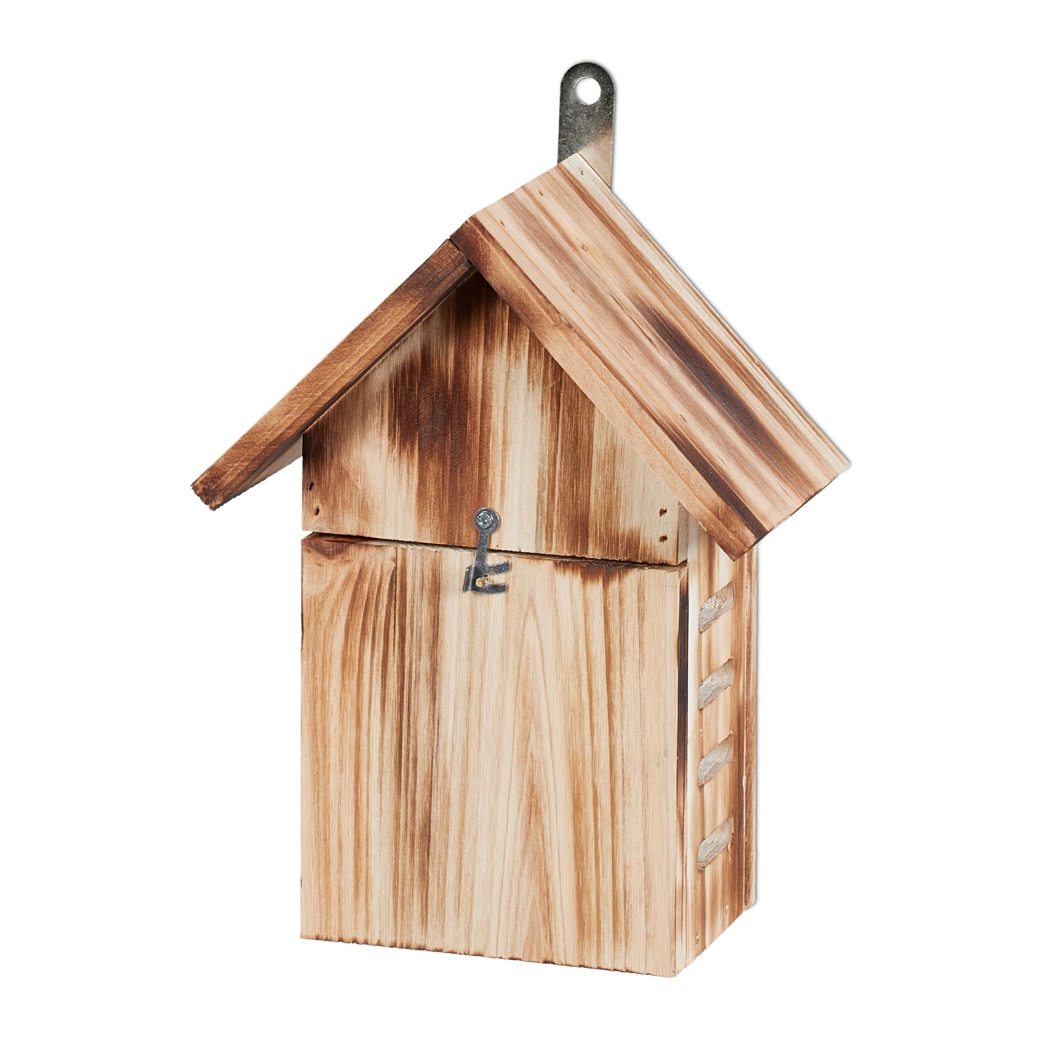 Marienkäferhaus Holz Hellbraun-Silber von Relaxdays