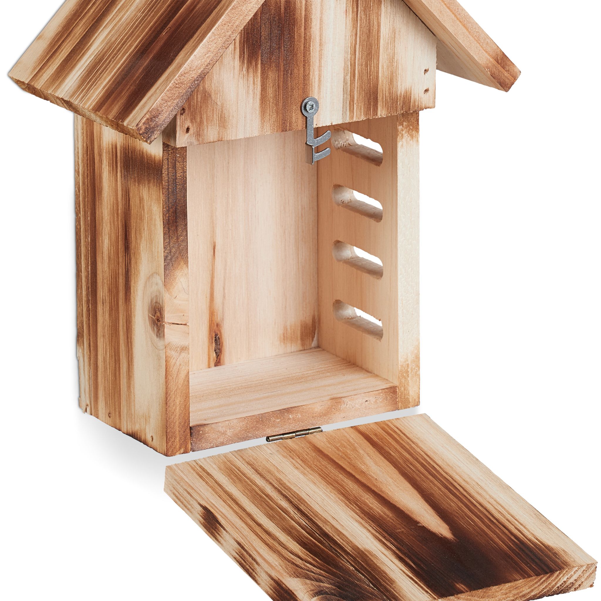 Marienkäferhaus Holz Hellbraun-Silber von Relaxdays
