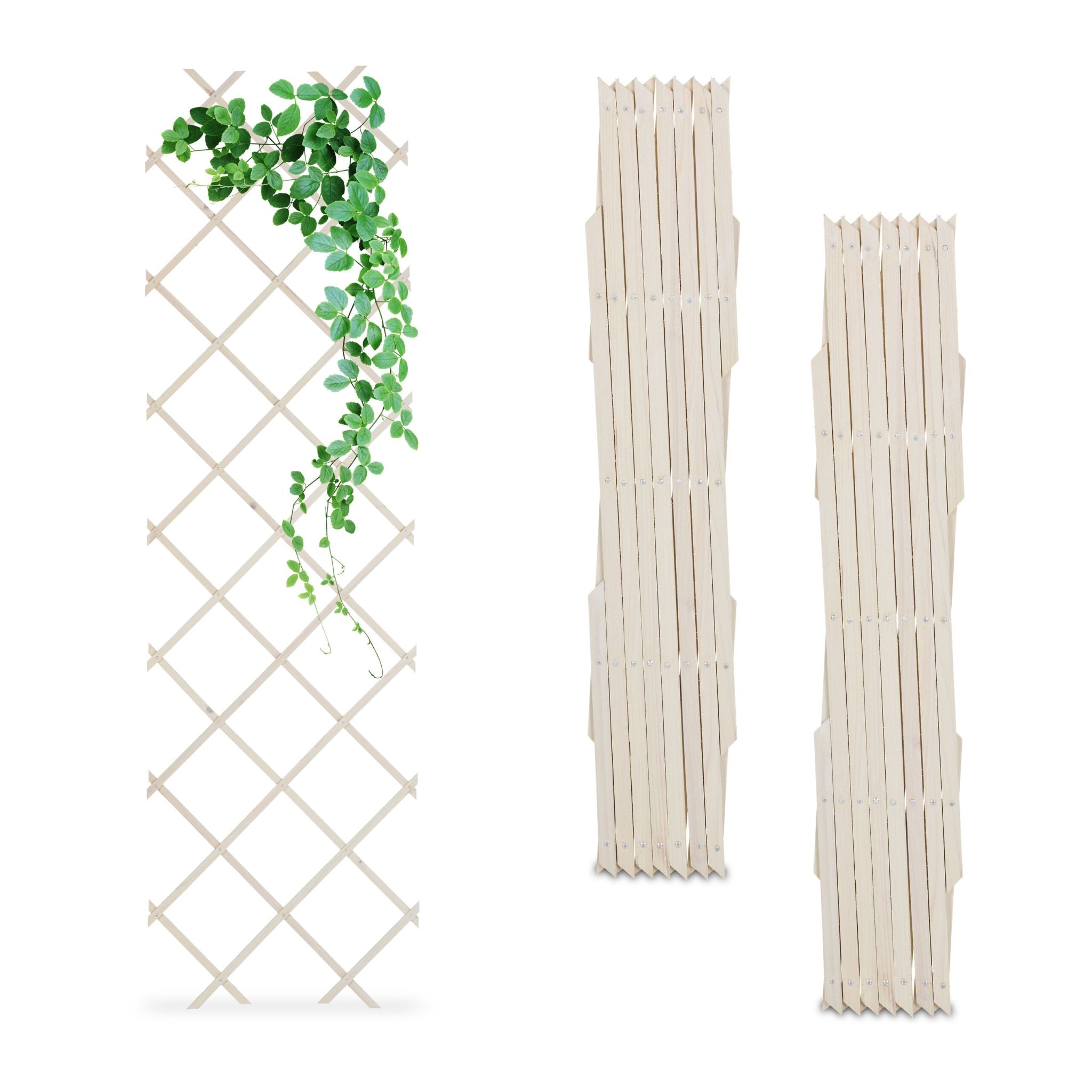 Ausziehbares Rankgitter Holz 3er-Set Weiss von Relaxdays