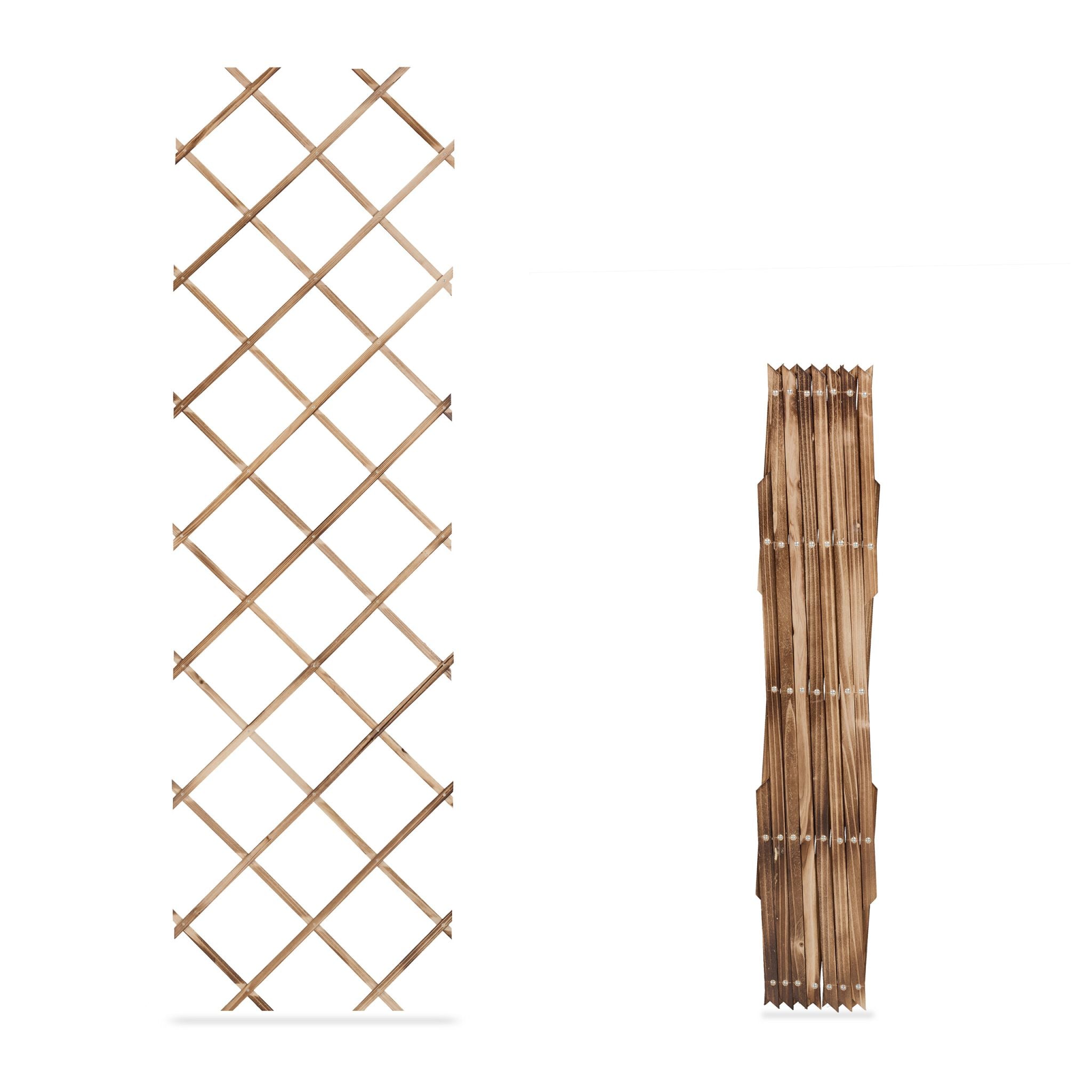 Ausziehbares Rankgitter Holz 3er-Set Braun-Hellbraun von Relaxdays